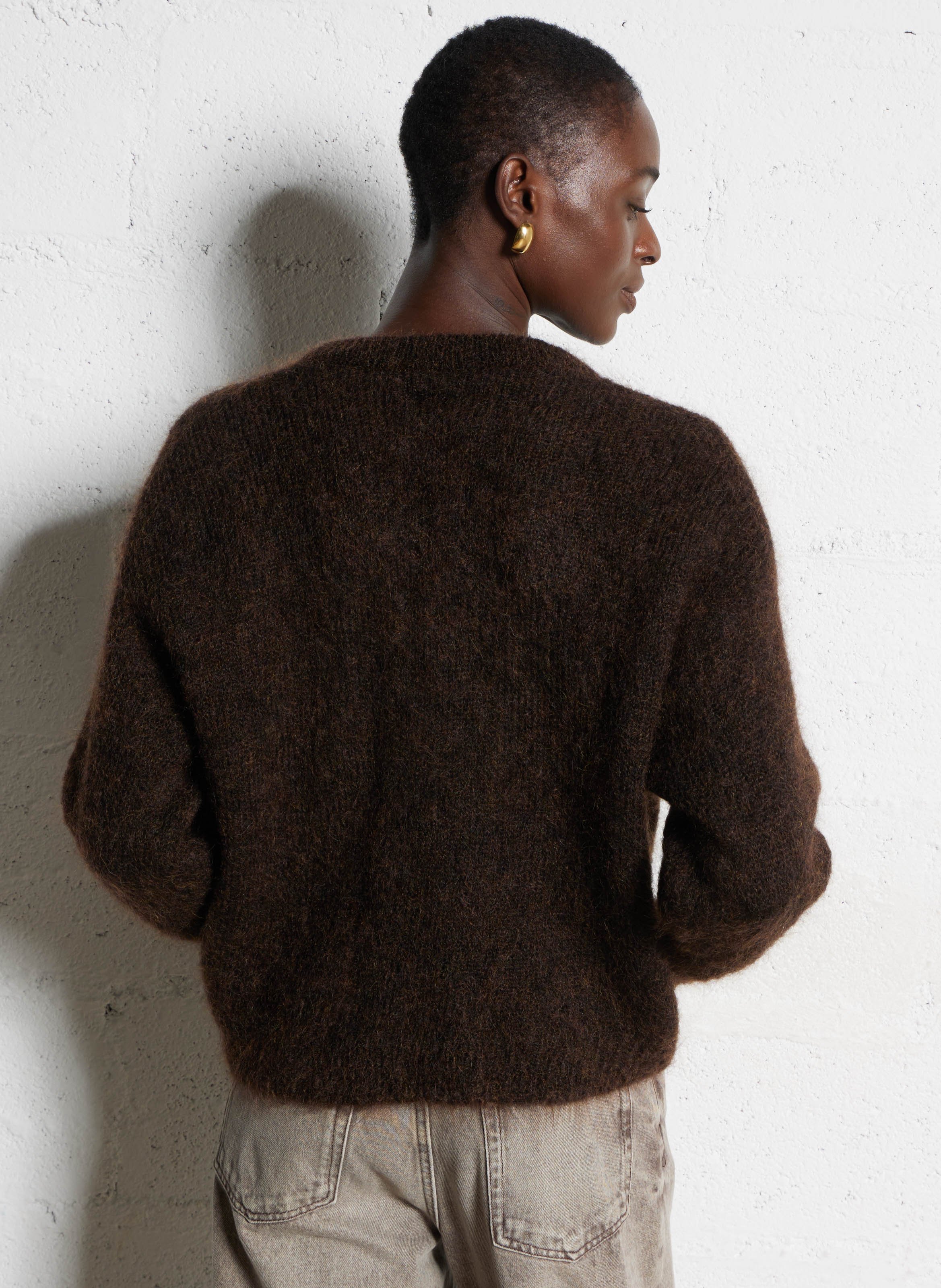 Oversized turtleneck sweater in mixed wool DES PETITS HAUTS Brown