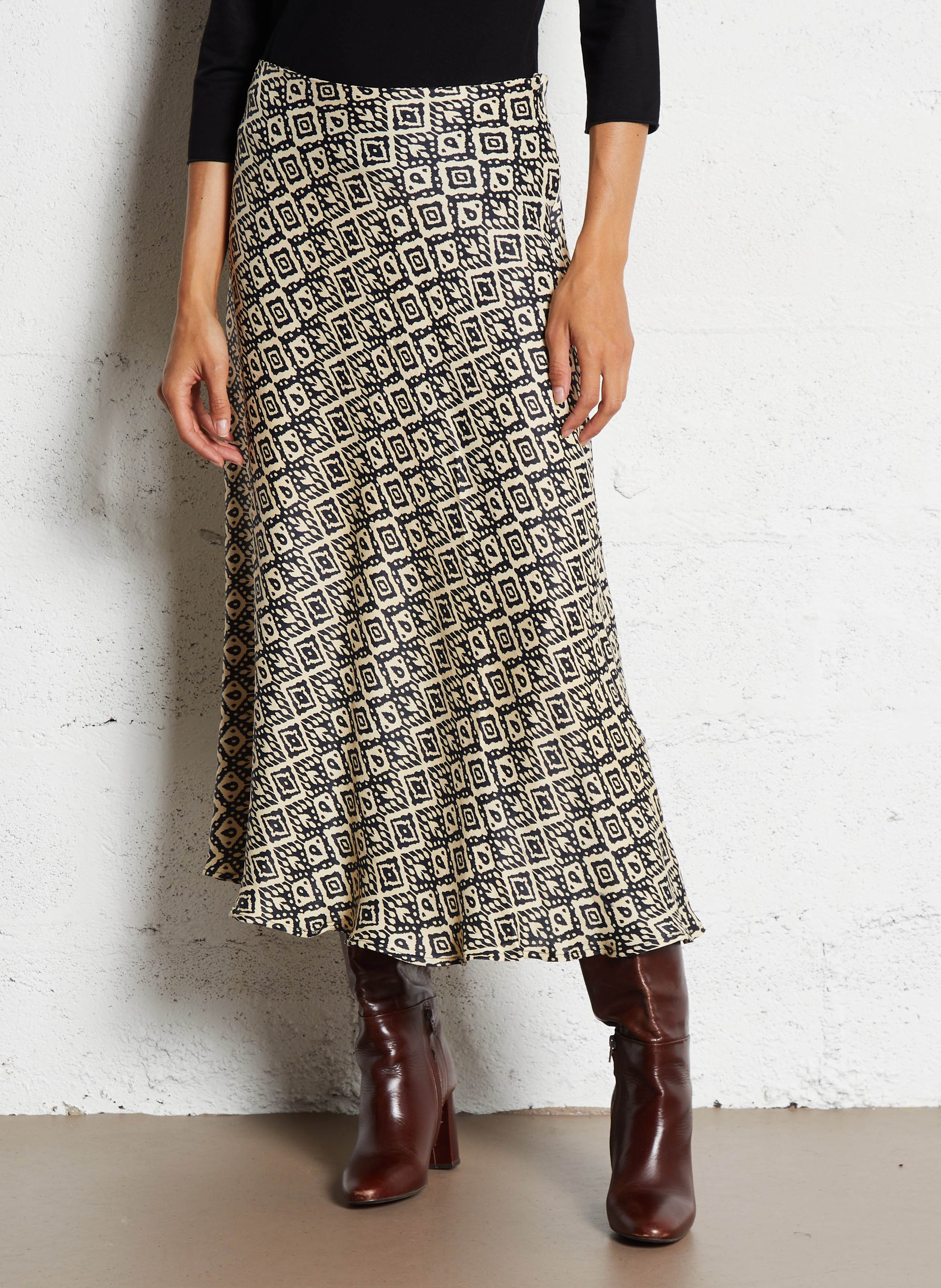 Anel printed midi skirt MAISON HOTEL Beige