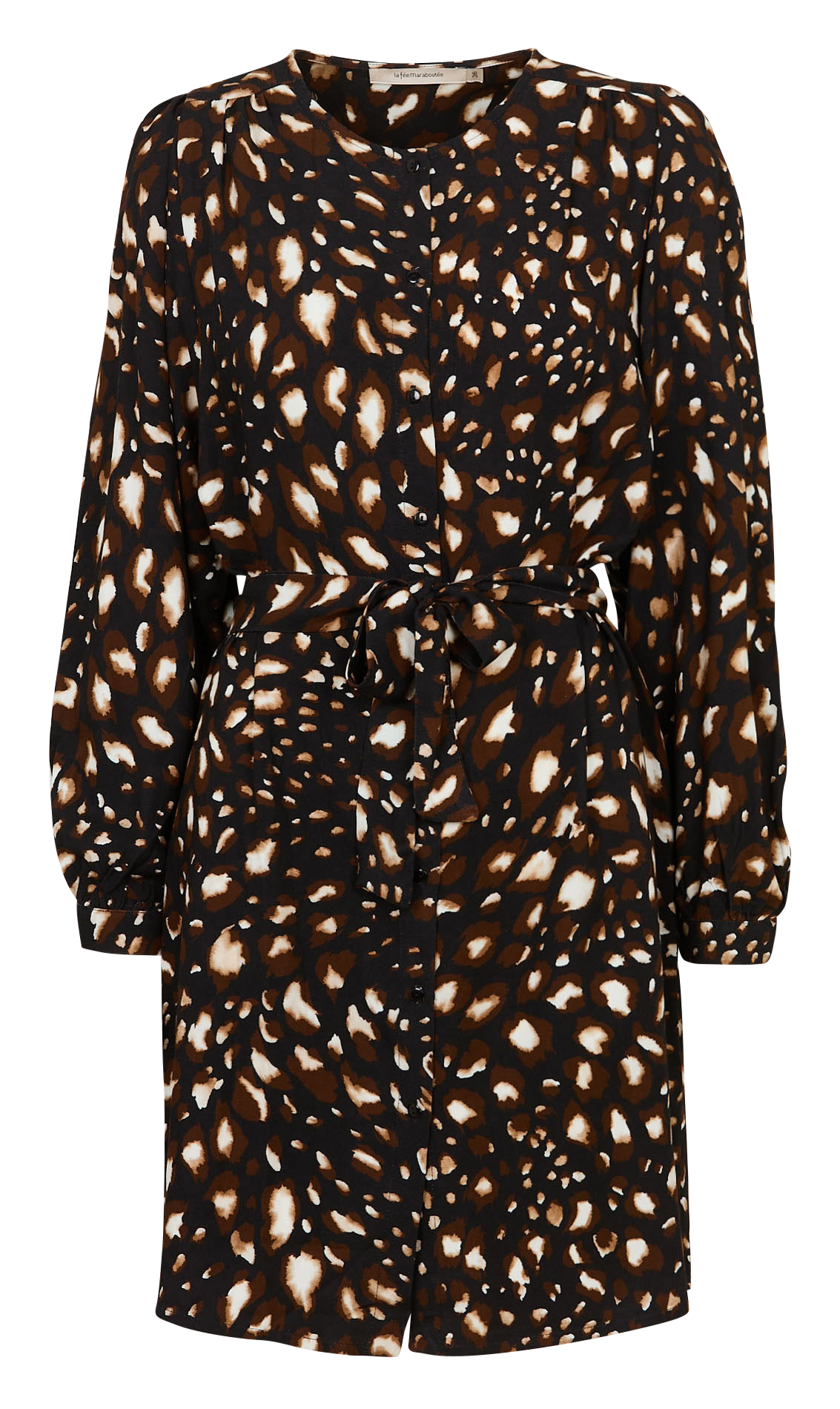 Robe courte boutonnée à motif LA FEE MARABOUTEE Noir