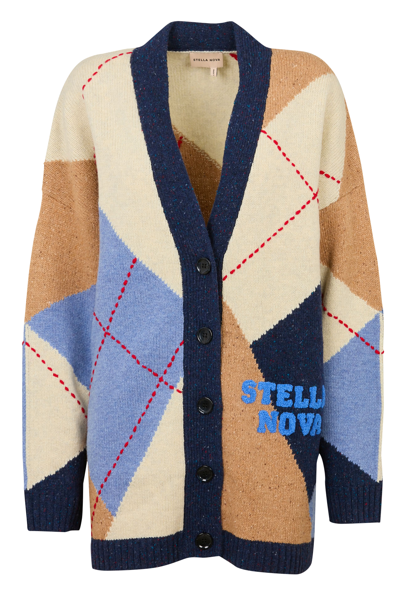 Gilet col V en laine mélangée STELLA NOVA Bleu