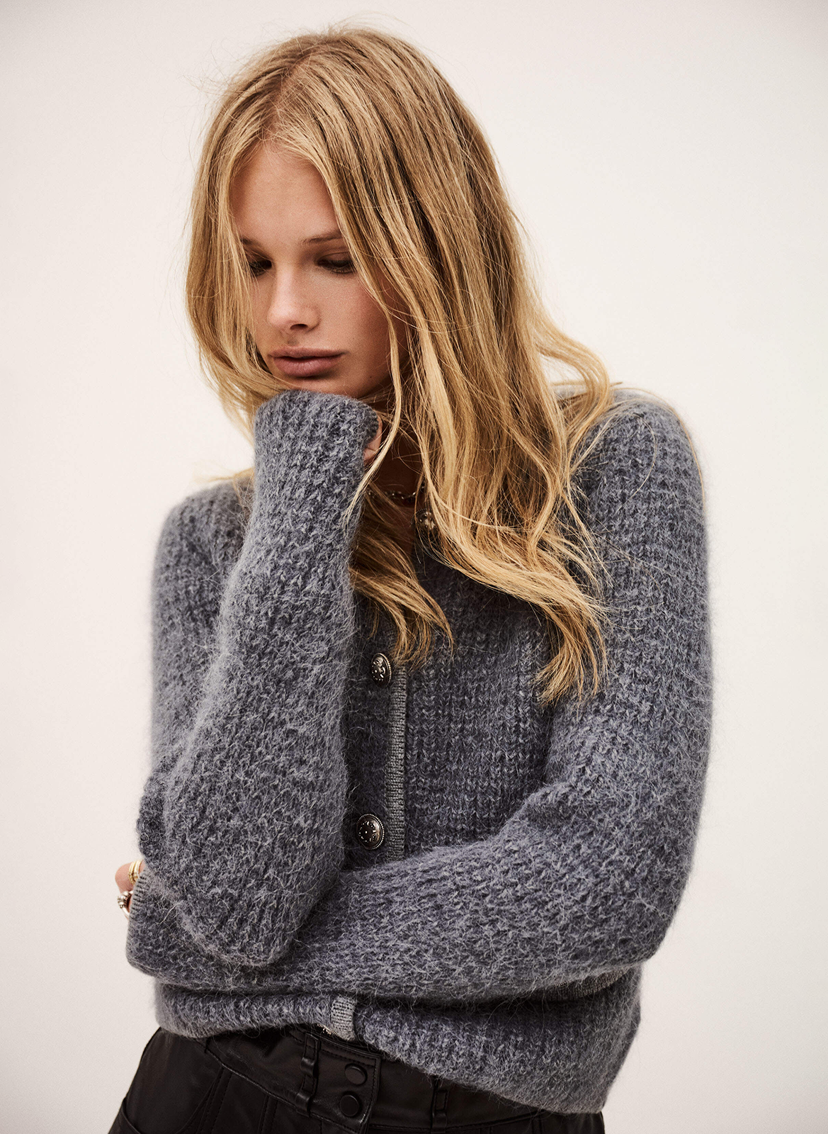 Rechte cardigan van gemengde wol BA&SH Zwart