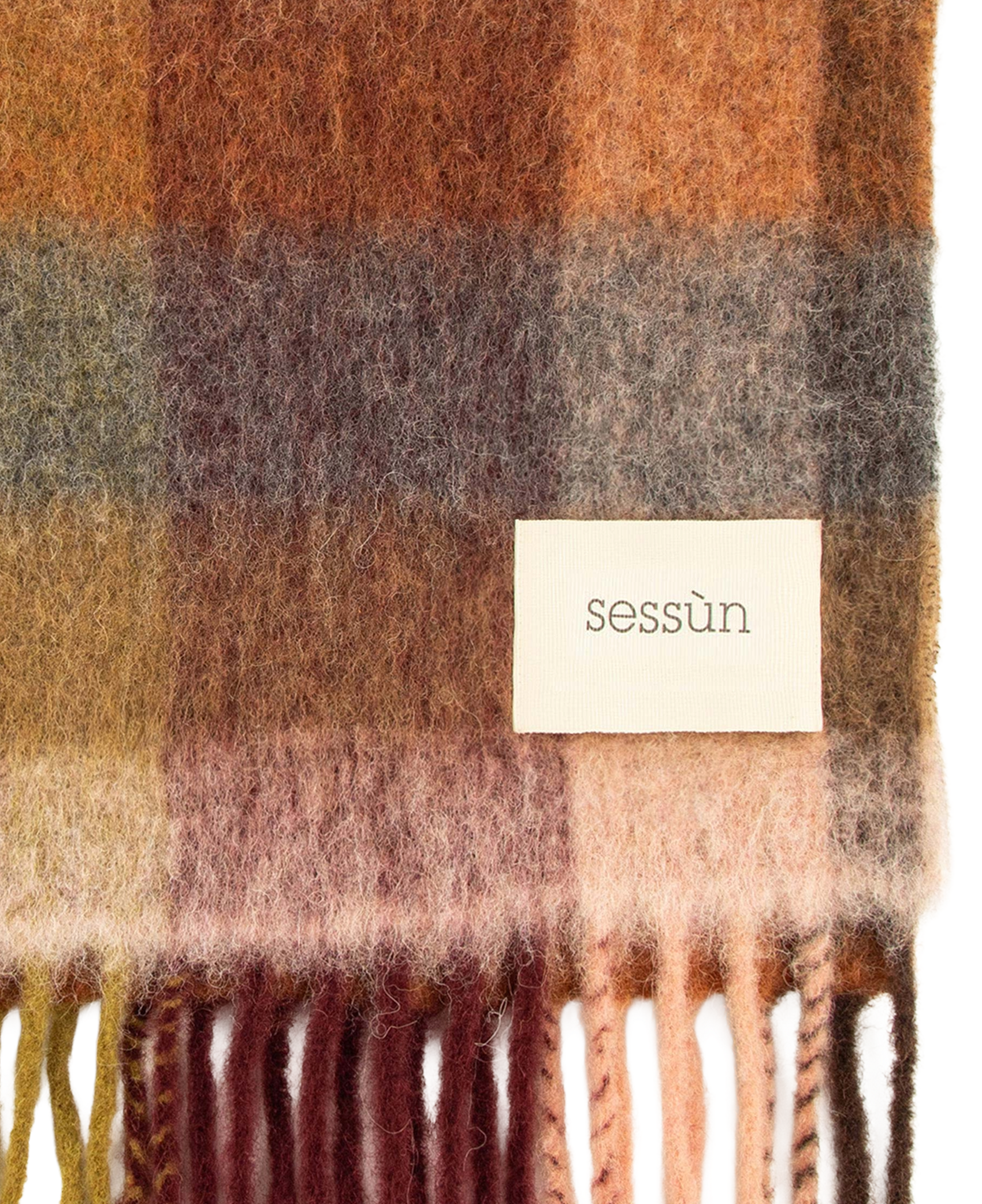 Fransenschal mit Karomuster aus Wollmischung SESSUN Blau