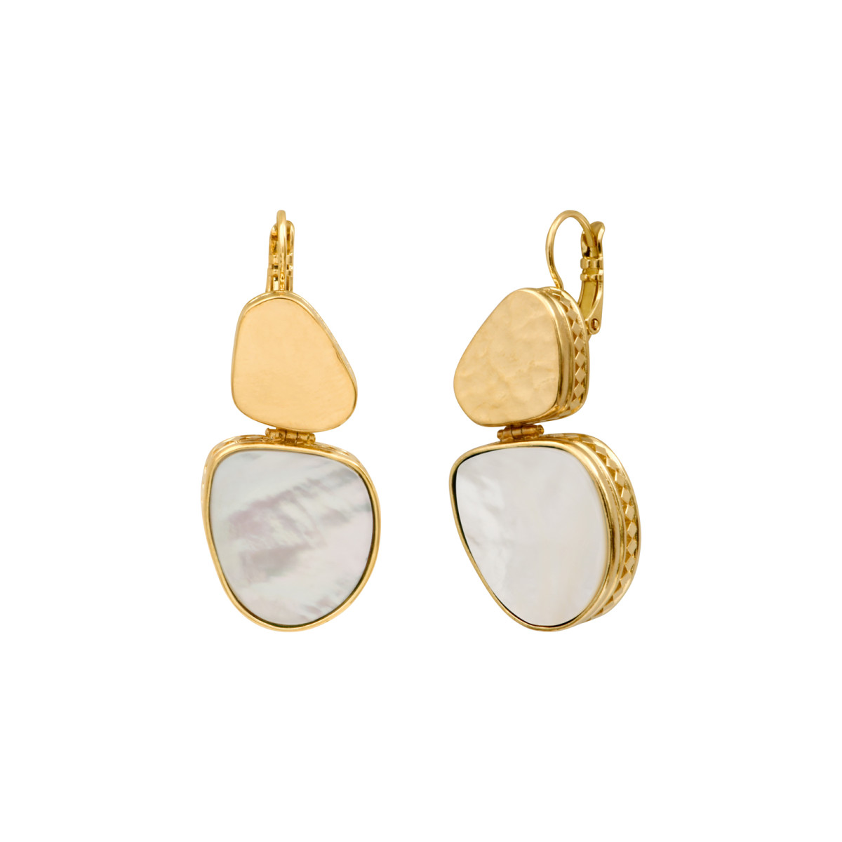 Noto sleeper earrings in gold metal and genuine mother-of-pearl SATELLITE PARIS No Color
