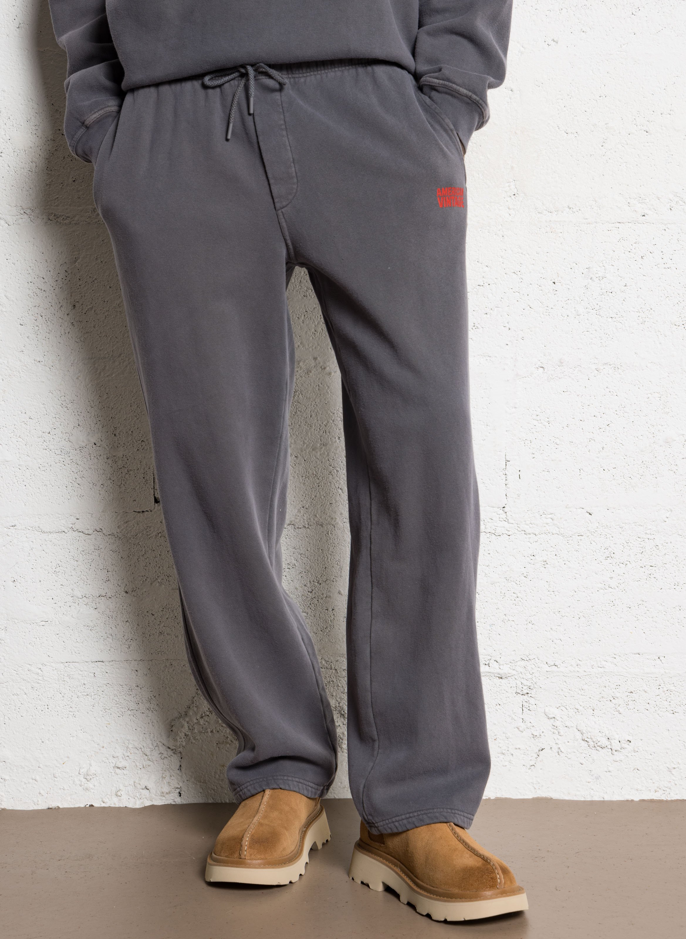 Straight cotton joggers AMERICAN VINTAGE Grey