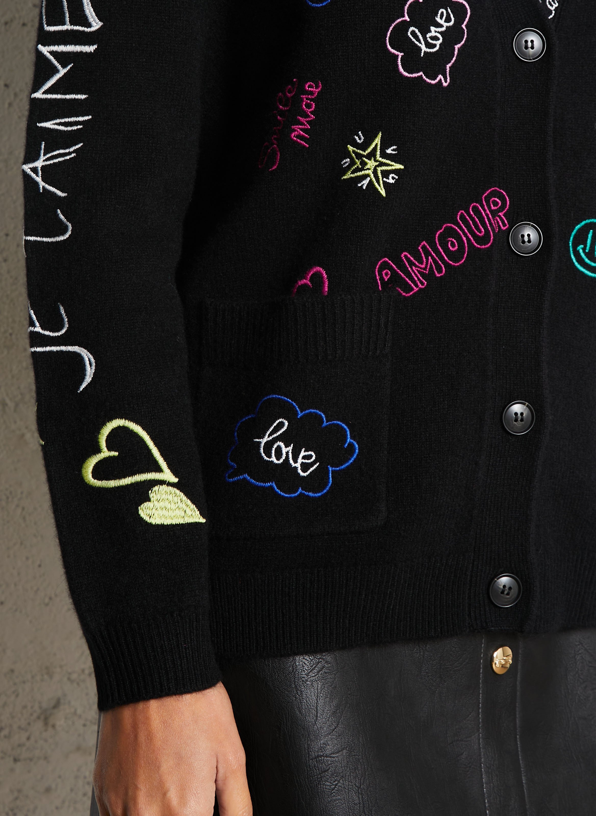 Weites Wollweste mit V-Ausschnitt BERENICE Schwarz