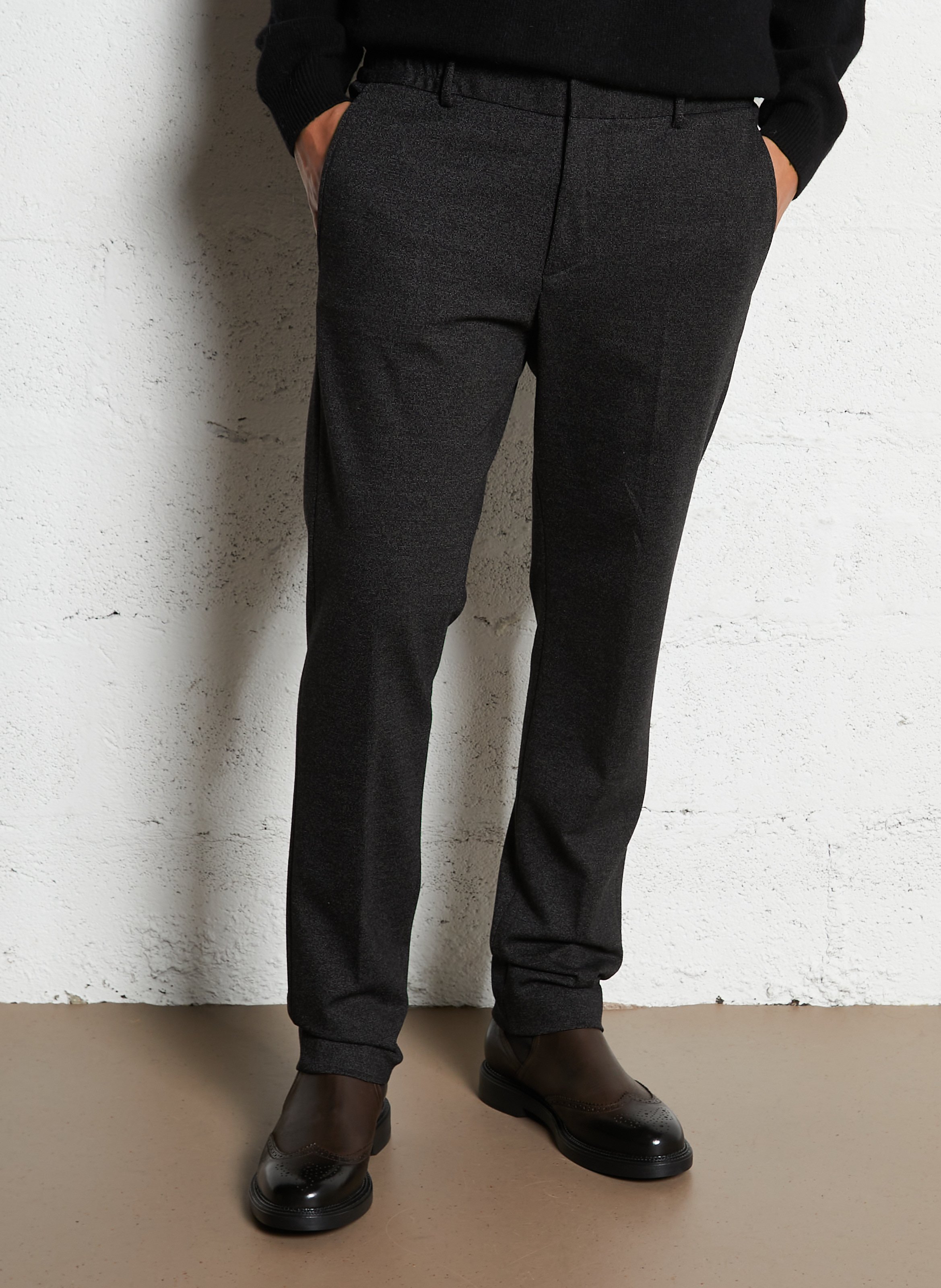 Casual melierte Slim-Fit Hose IKKS Schwarz