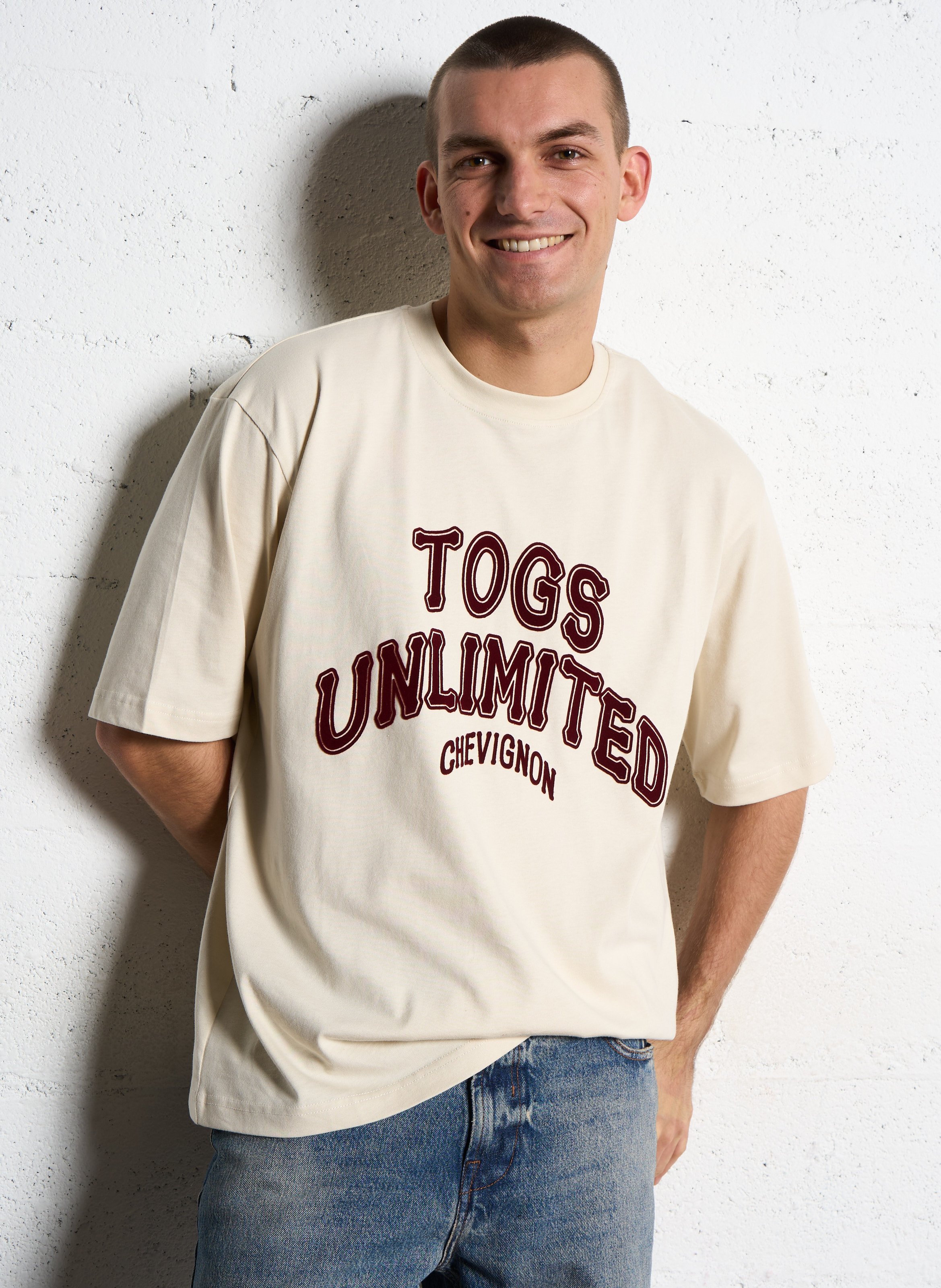 Straight-cut embroidered organic cotton T-shirt with round neck CHEVIGNON White