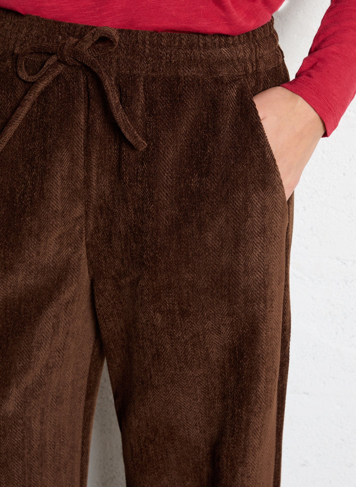 Wide leg velvet herringbone pants LA PETITE ETOILE Brown