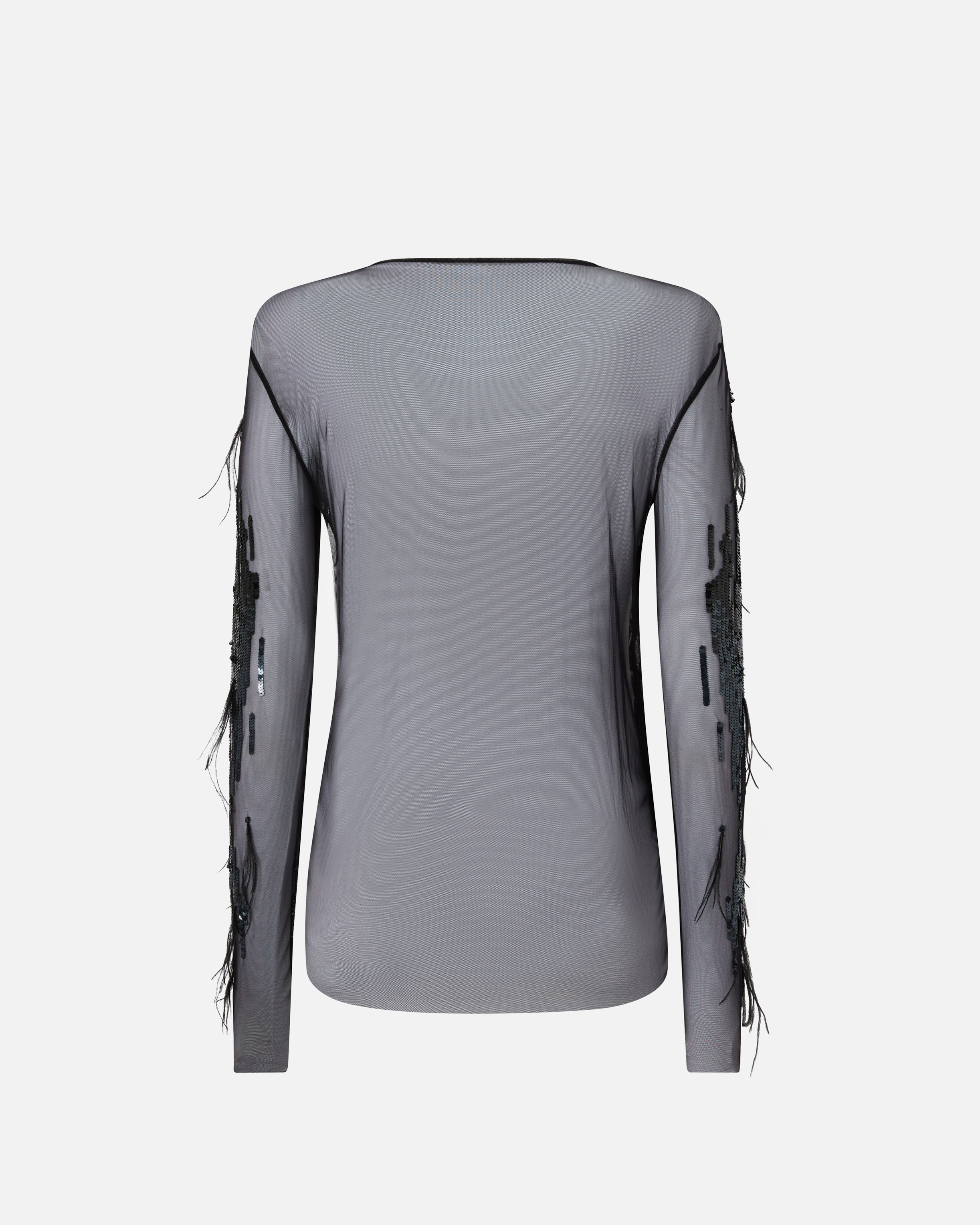 Transparent sweater with sequins and feathers PINKO Black