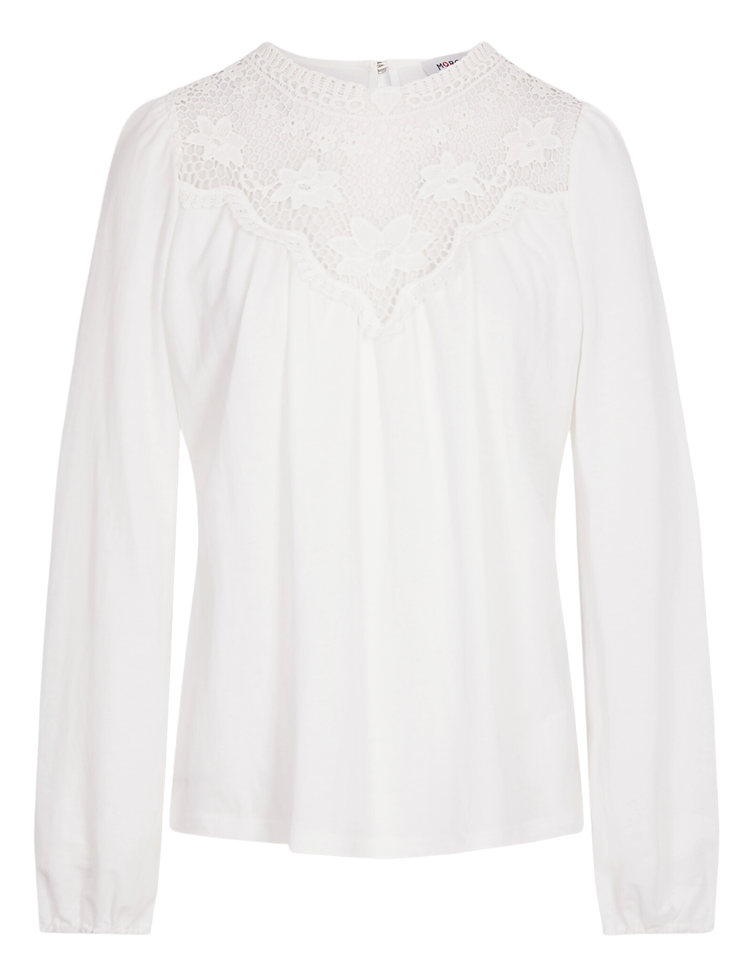 Gerade geschnittenes Rundhals-Top aus Spitze MORGAN Weiss