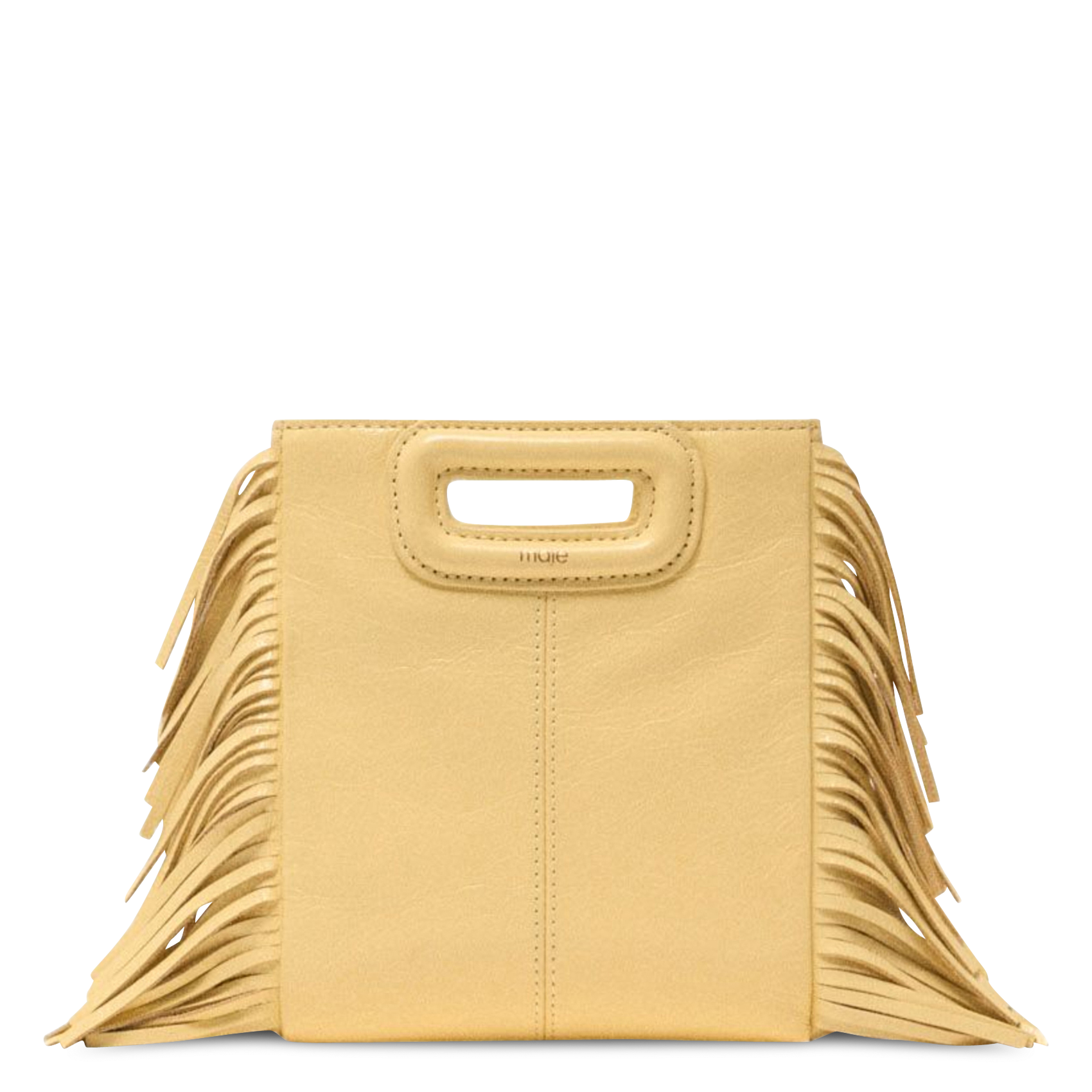 Leren schoudertas met franje MAJE Geel