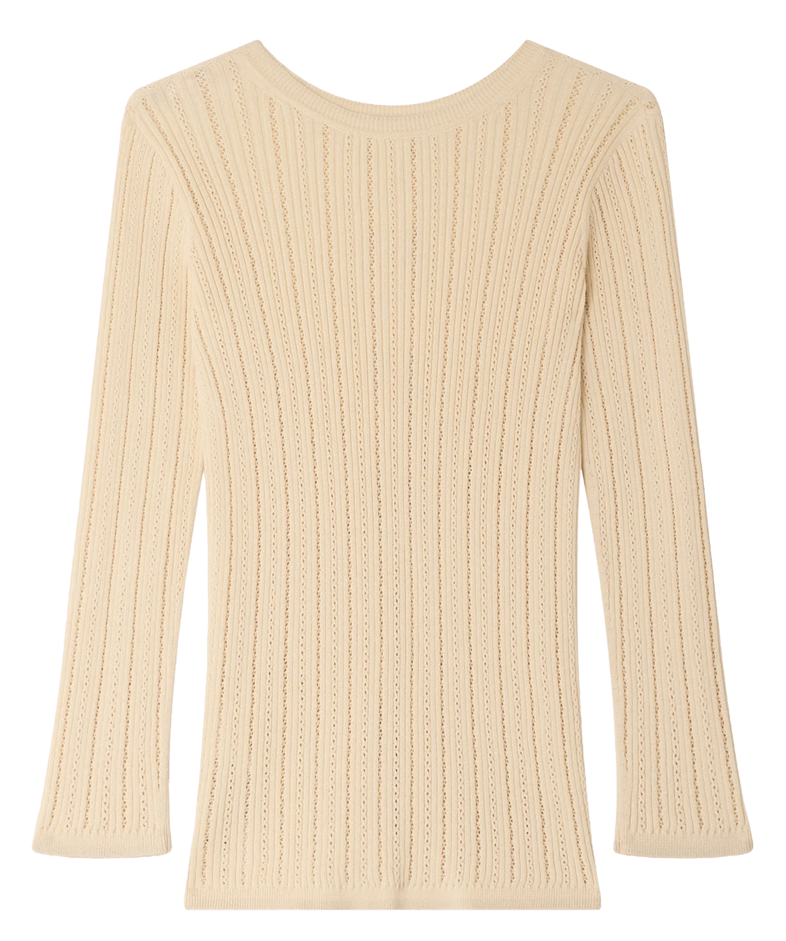 Three-quarter sleeve knit cotton sweater with cutouts SESSUN Beige