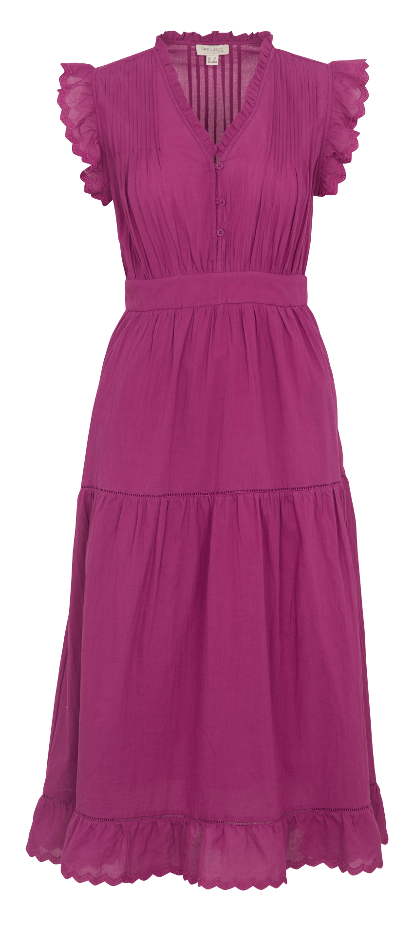 Langes Baumwollkleid mit V-Ausschnitt SEE U SOON Violett