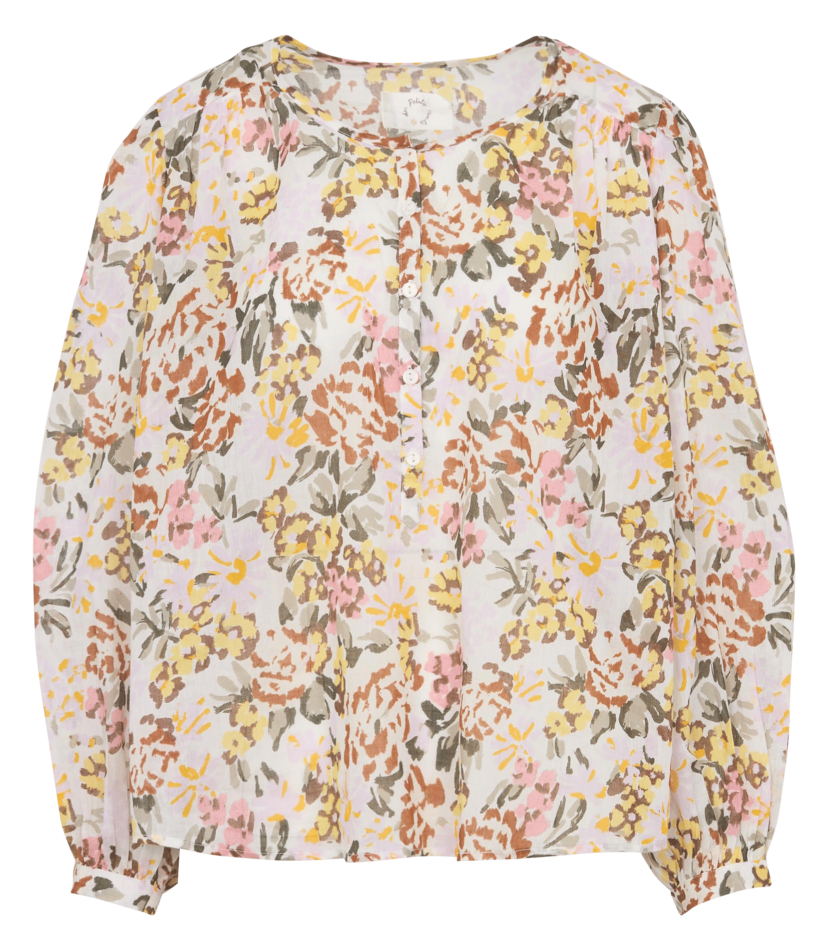 Bluse mit Rundhalsausschnitt und Knopfleiste, bedruckt DES PETITS HAUTS Mehrfarbig