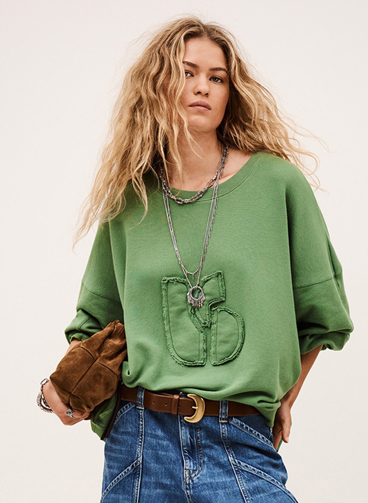 Sweat ample col rond à broderie BA&SH