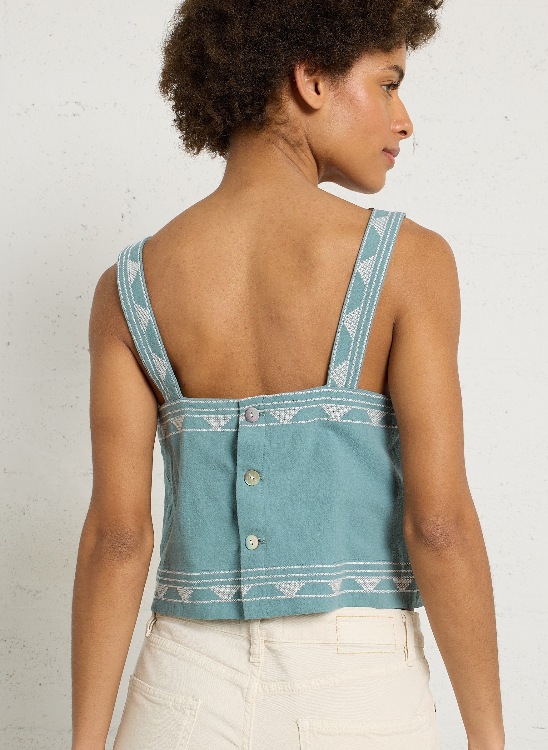 Top droit en coton THE KORNER Bleu