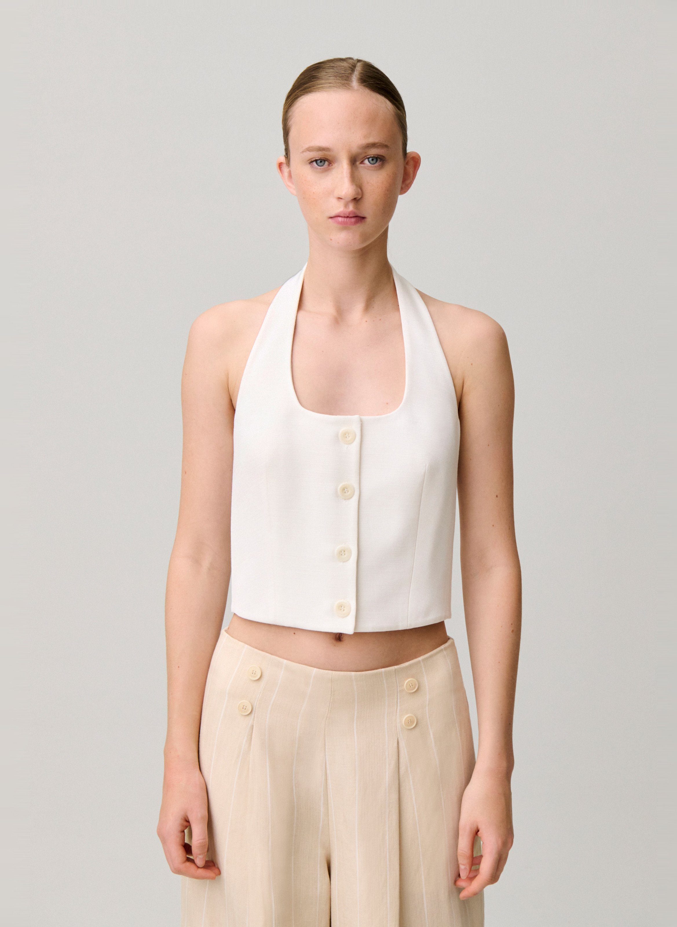 Top met open rug en knoopsluiting CLAUDIE PIERLOT Beige