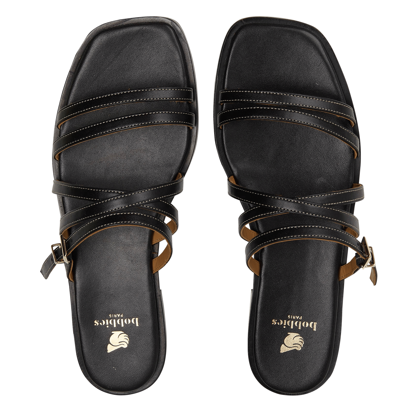 Flache Kalbsleder-Sandalen BOBBIES Schwarz