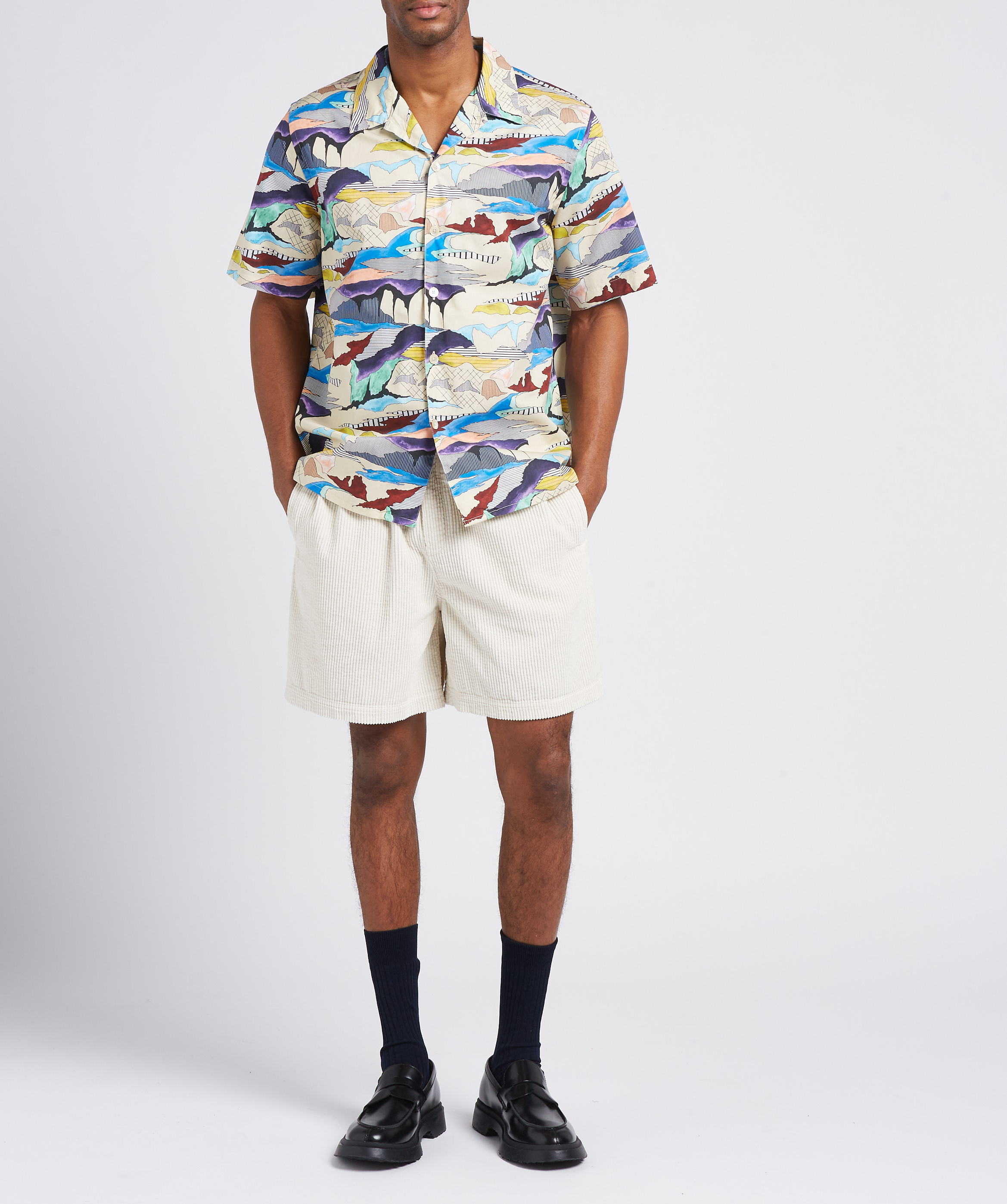 Blouse van biokatoen met Cubaanse kraag en print PAUL SMITH Wit