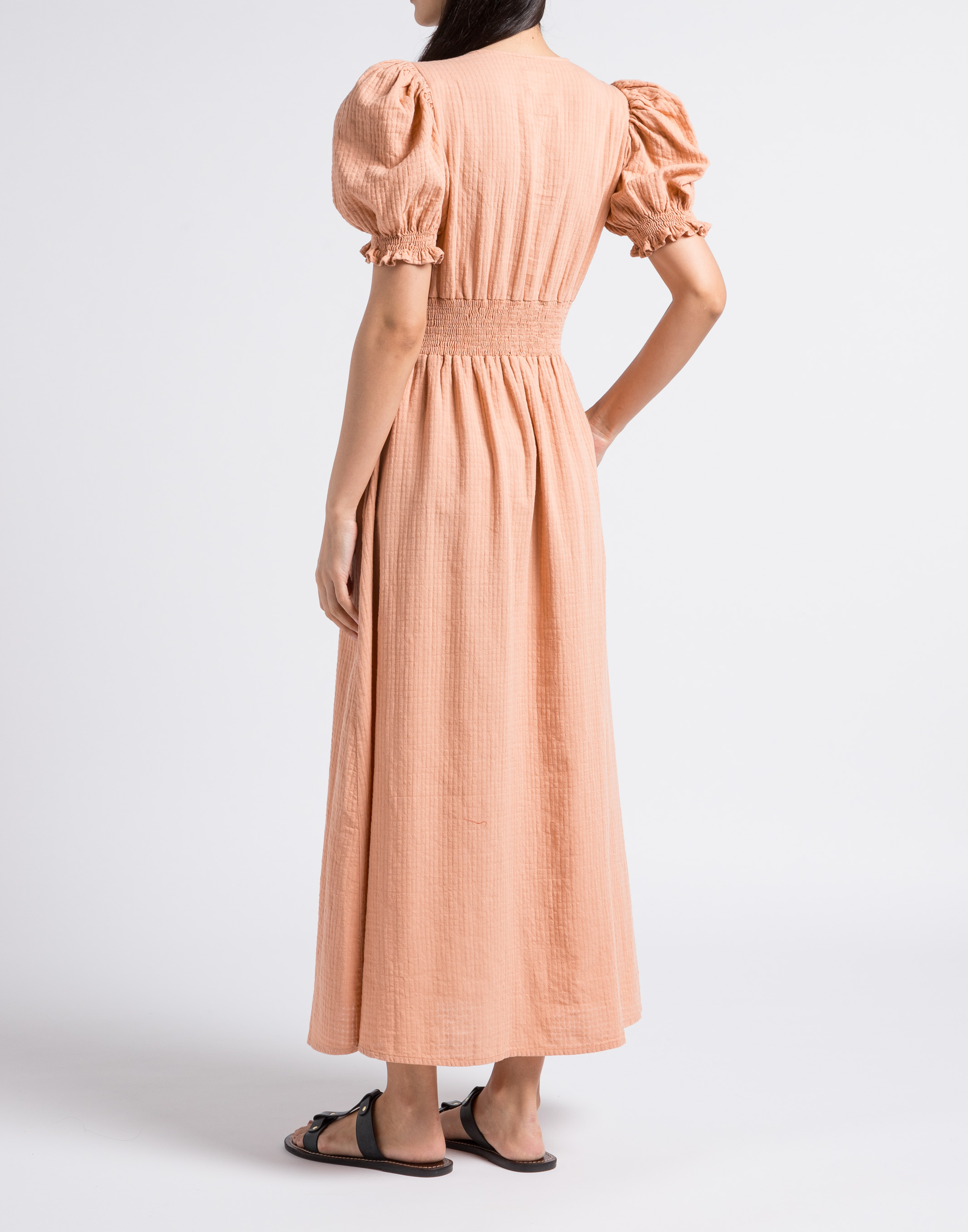 Fitted cotton V-neck maxi dress THE NEW SOCIETY Brown