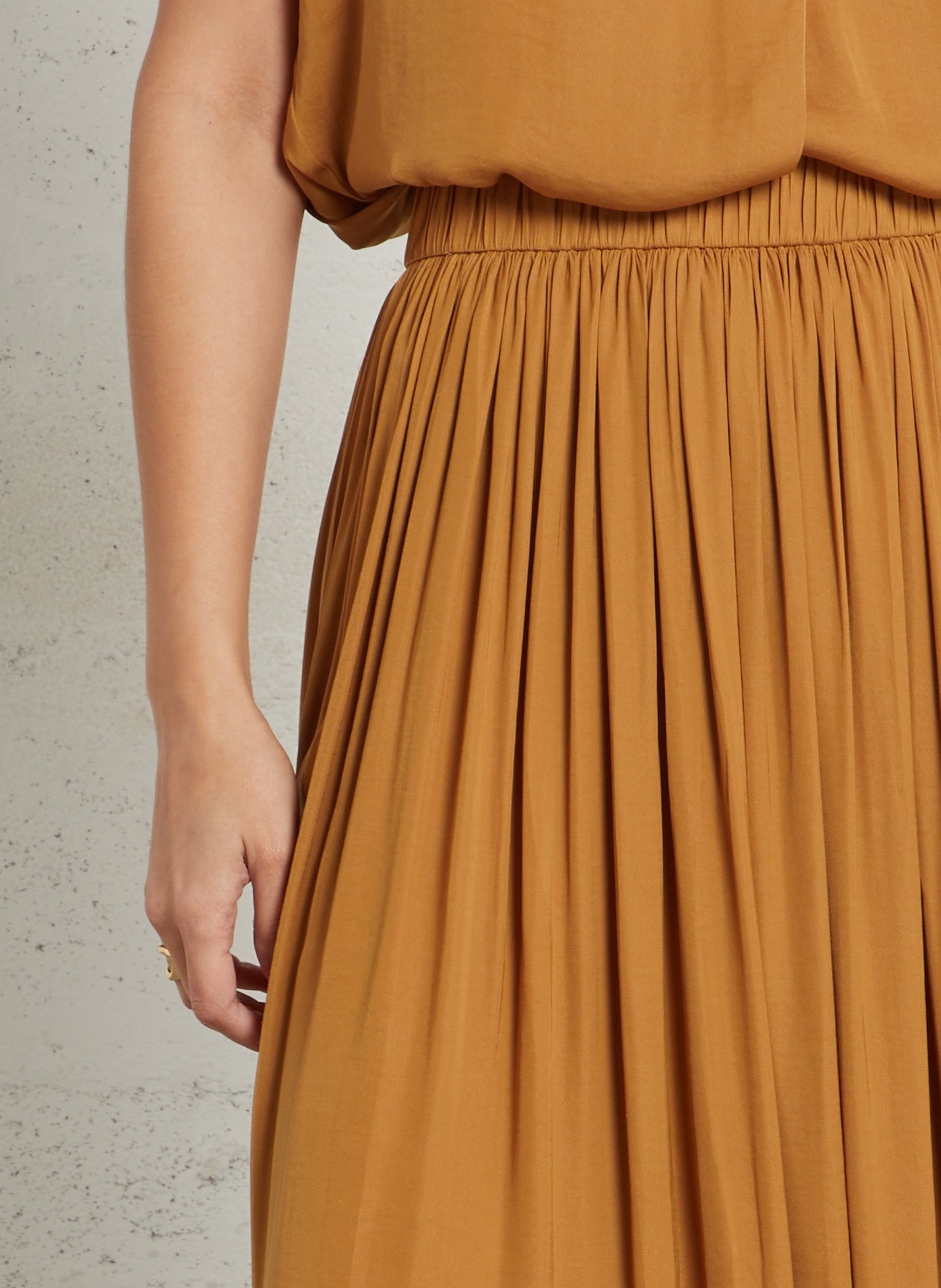 Halflange jurk met plooien en tie-dye-print MAISON 123 Goudkleurig