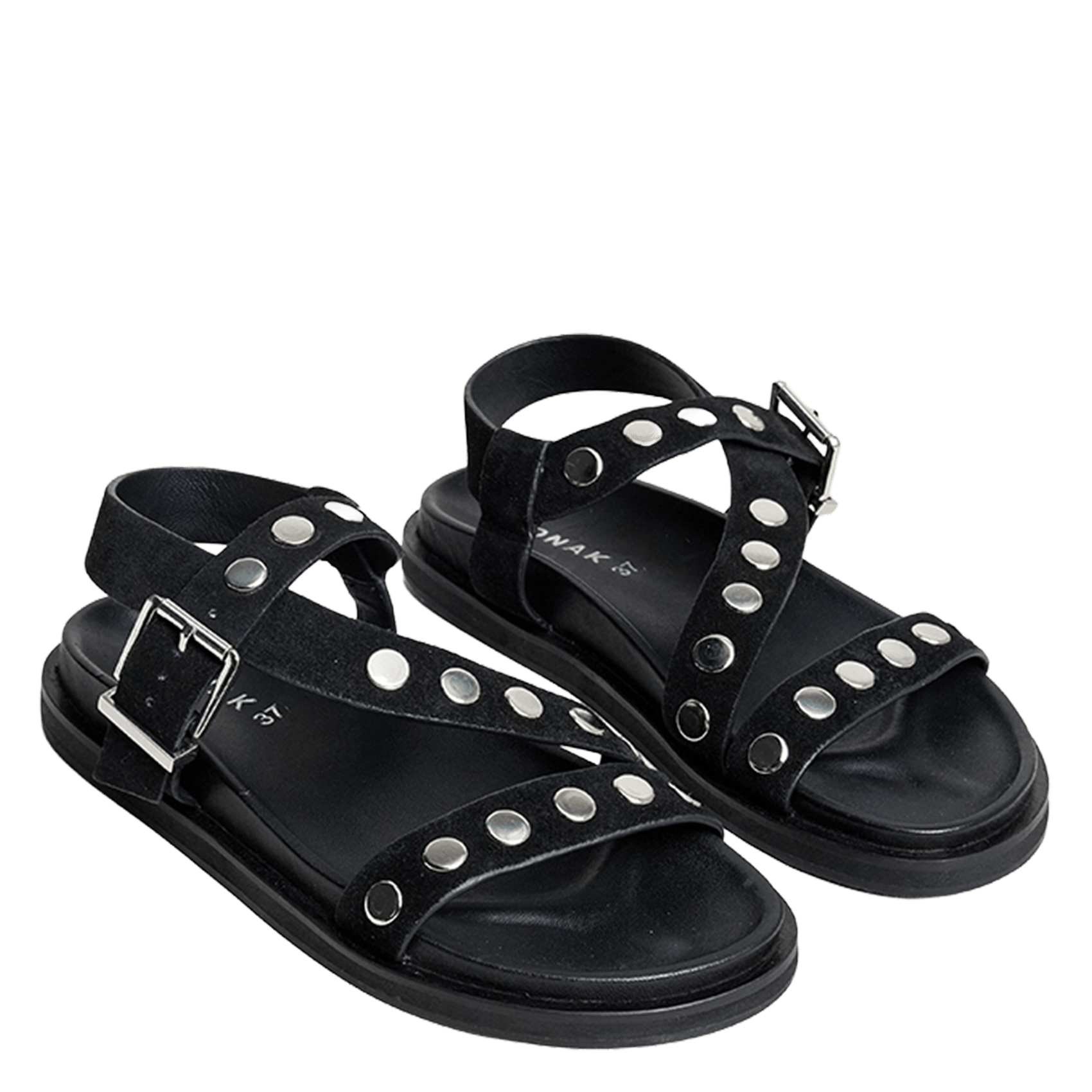 Aouda flat leather sandals JONAK Black