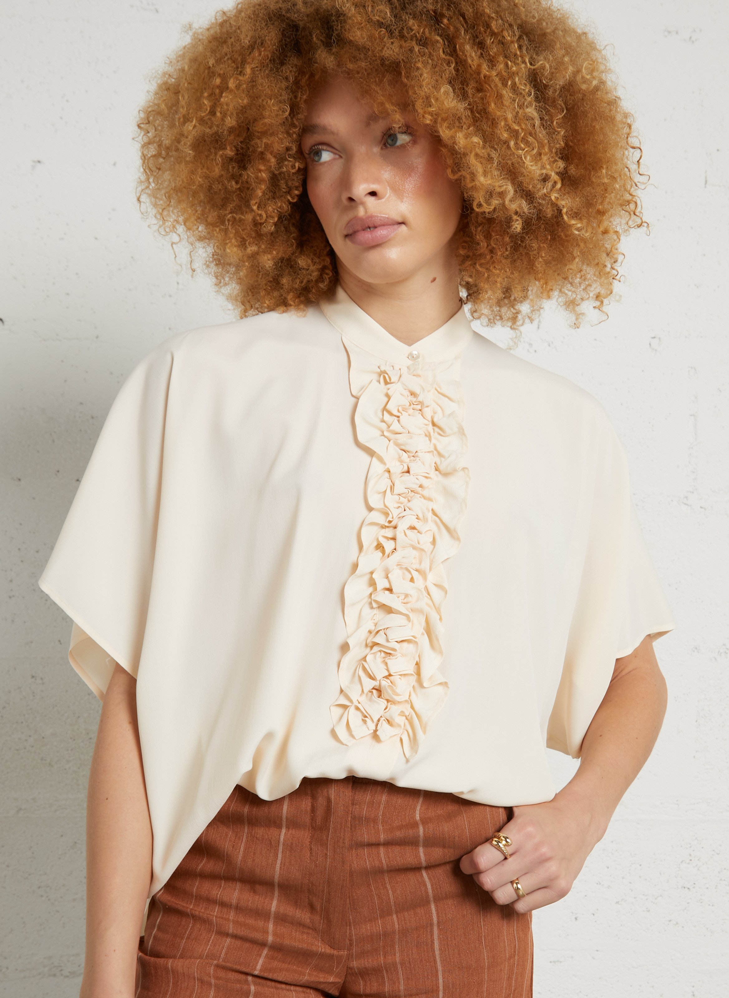 Chemise oversize col rond MOMONI Beige
