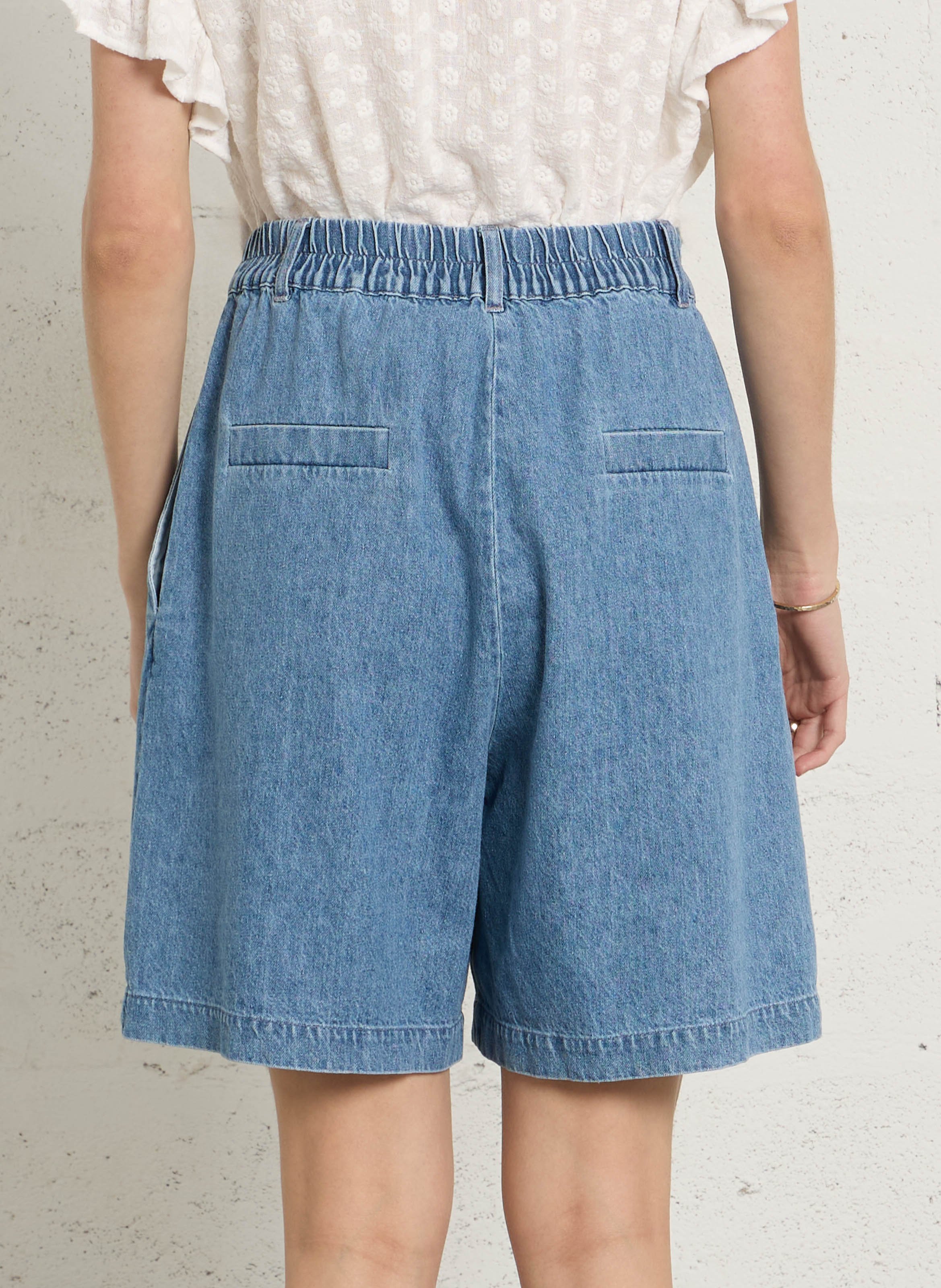 Straight-leg organic cotton-blend shorts SUZIE WINKLE Blue