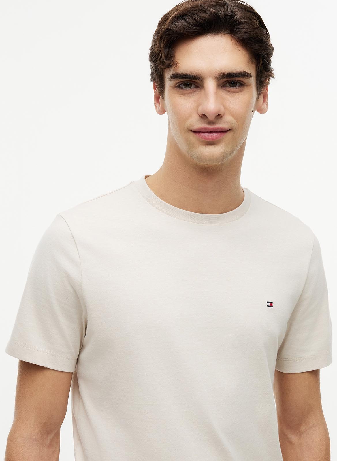 Round-neck cotton T-shirt TOMMY HILFIGER Beige