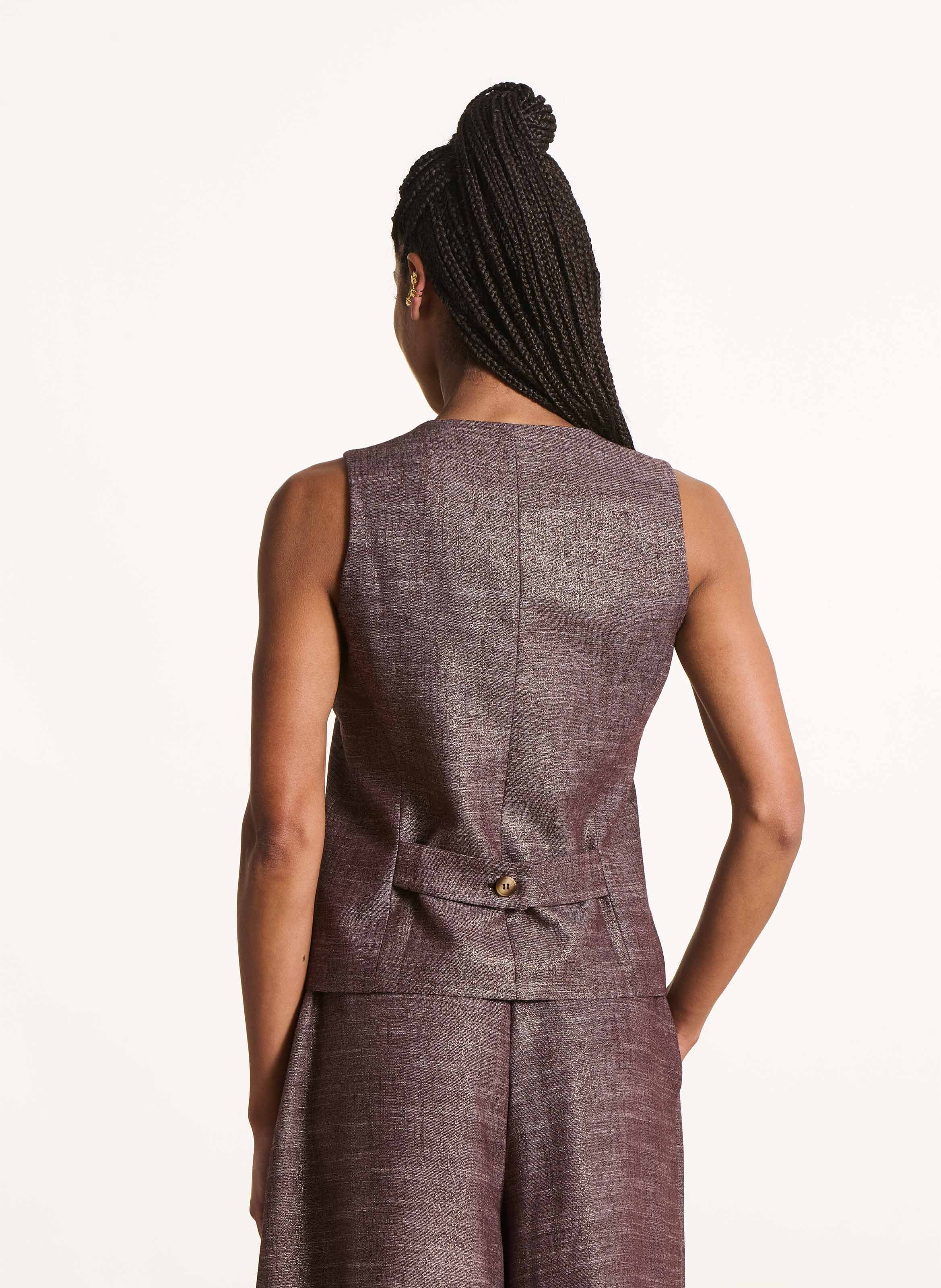 Gerade geschnittene Rundhals-Strickjacke LA FEE MARABOUTEE Braun