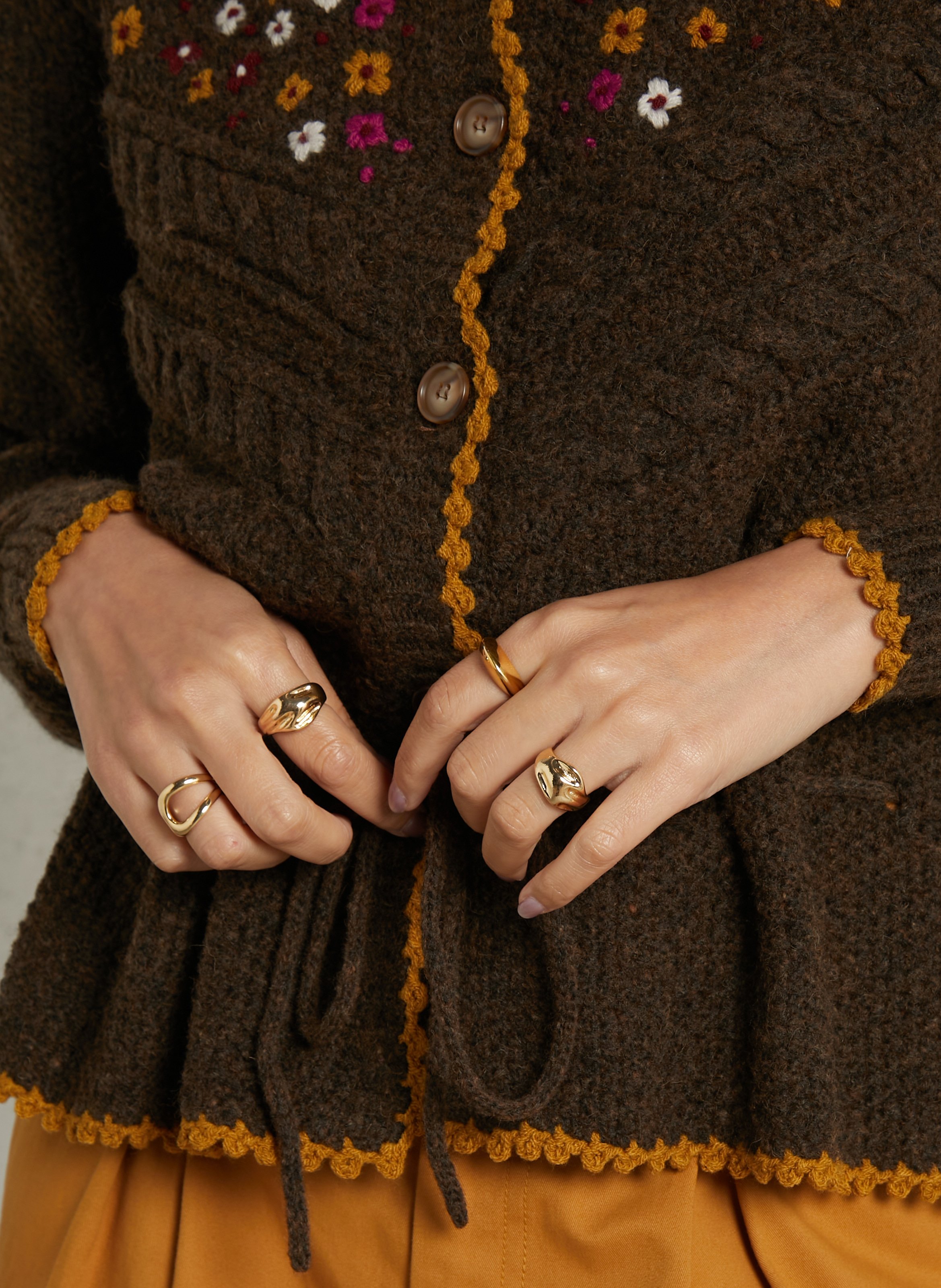 Cardigan droit col rond en maille LOUISE MISHA Marron