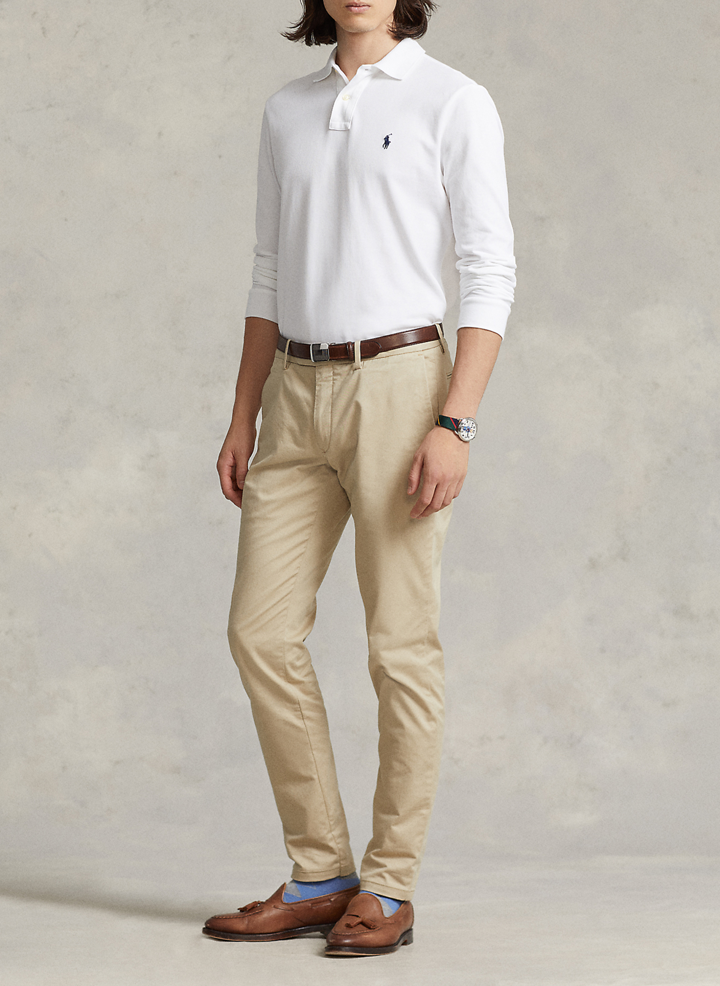 Langärmliges Poloshirt aus Baumwoll-Piqué, Regular Fit POLO RALPH LAUREN Weiss