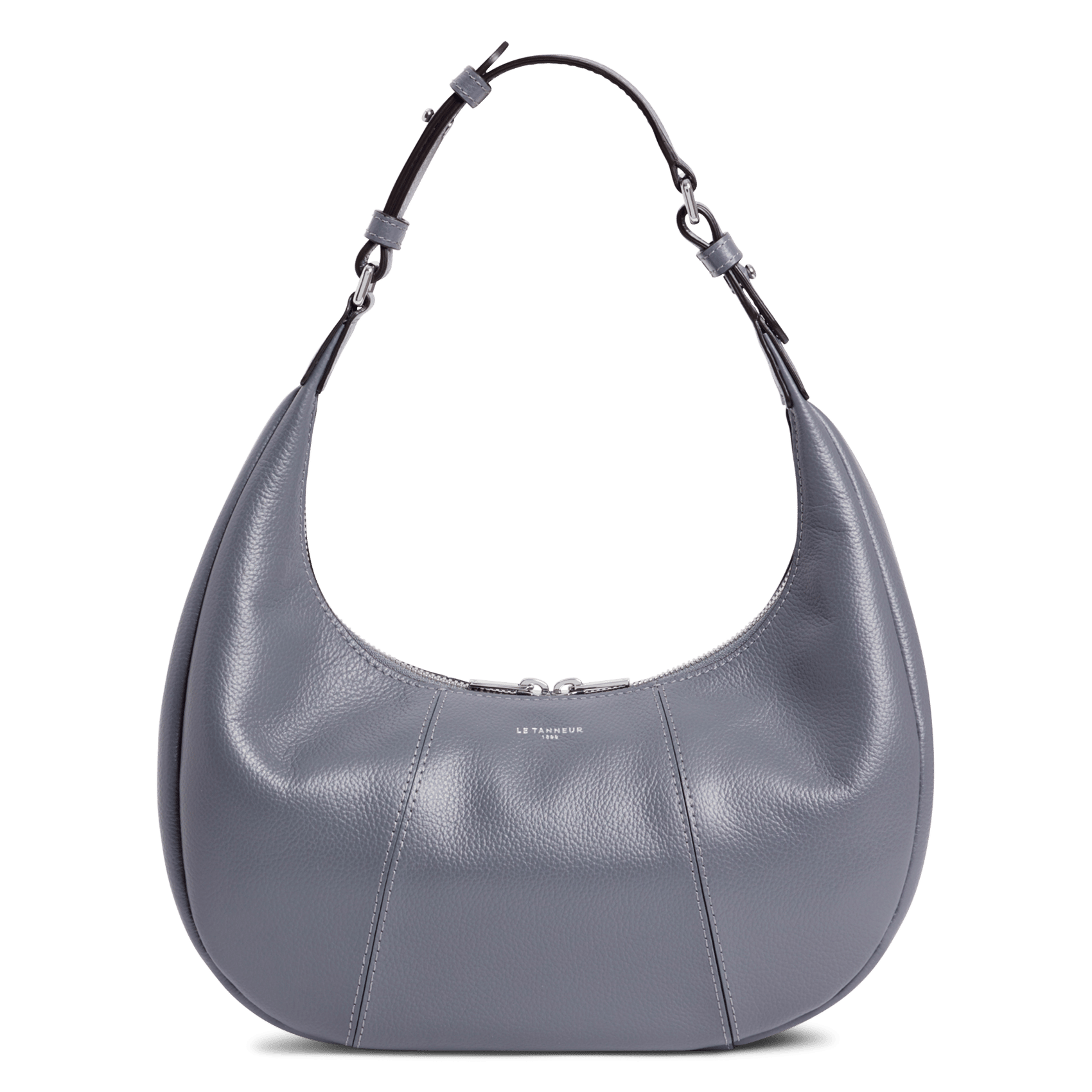 Small zippered hobo bag in grained leather LE TANNEUR