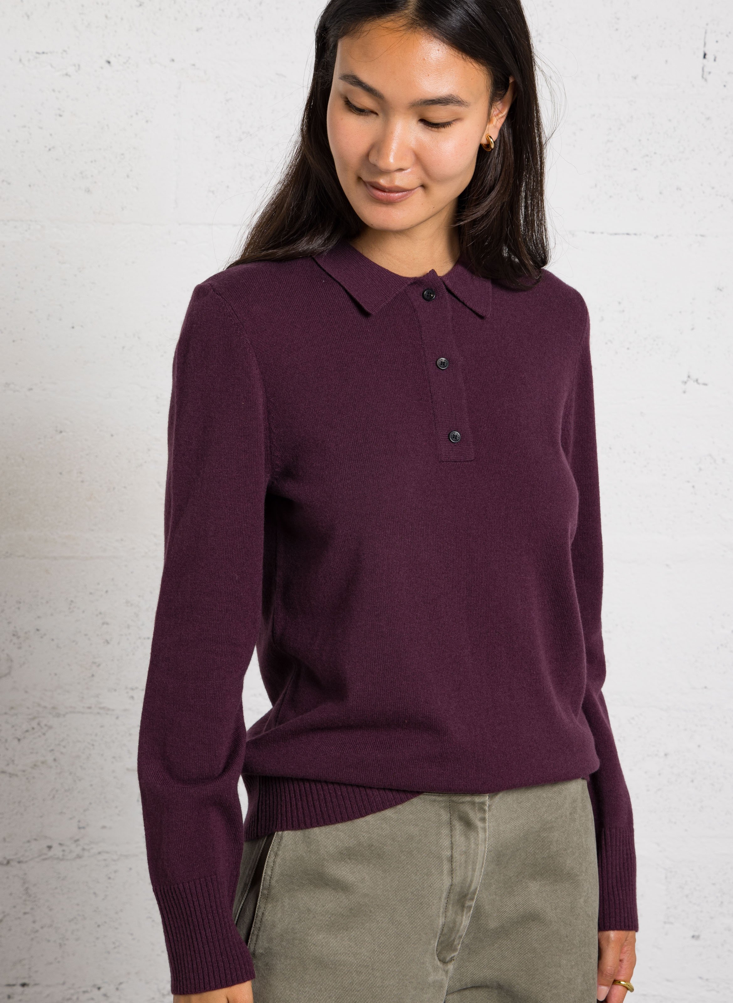 Straight wool polo sweater RUE DE TOKYO Purple