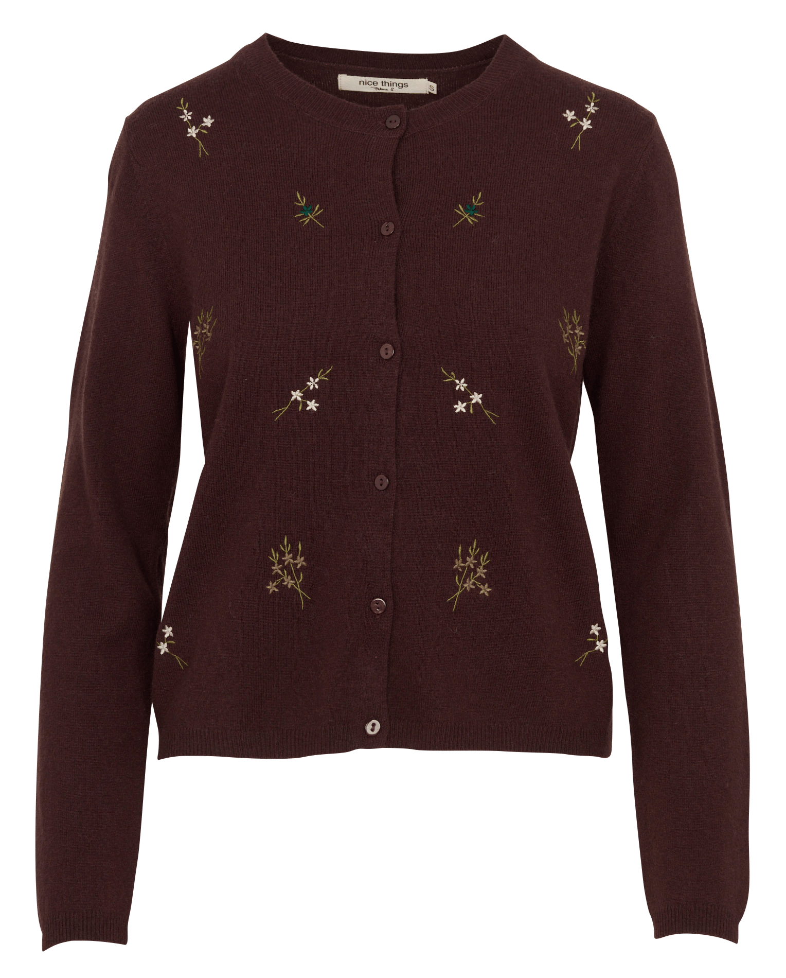 Cardigan with floral embroidery NICE THINGS Plums