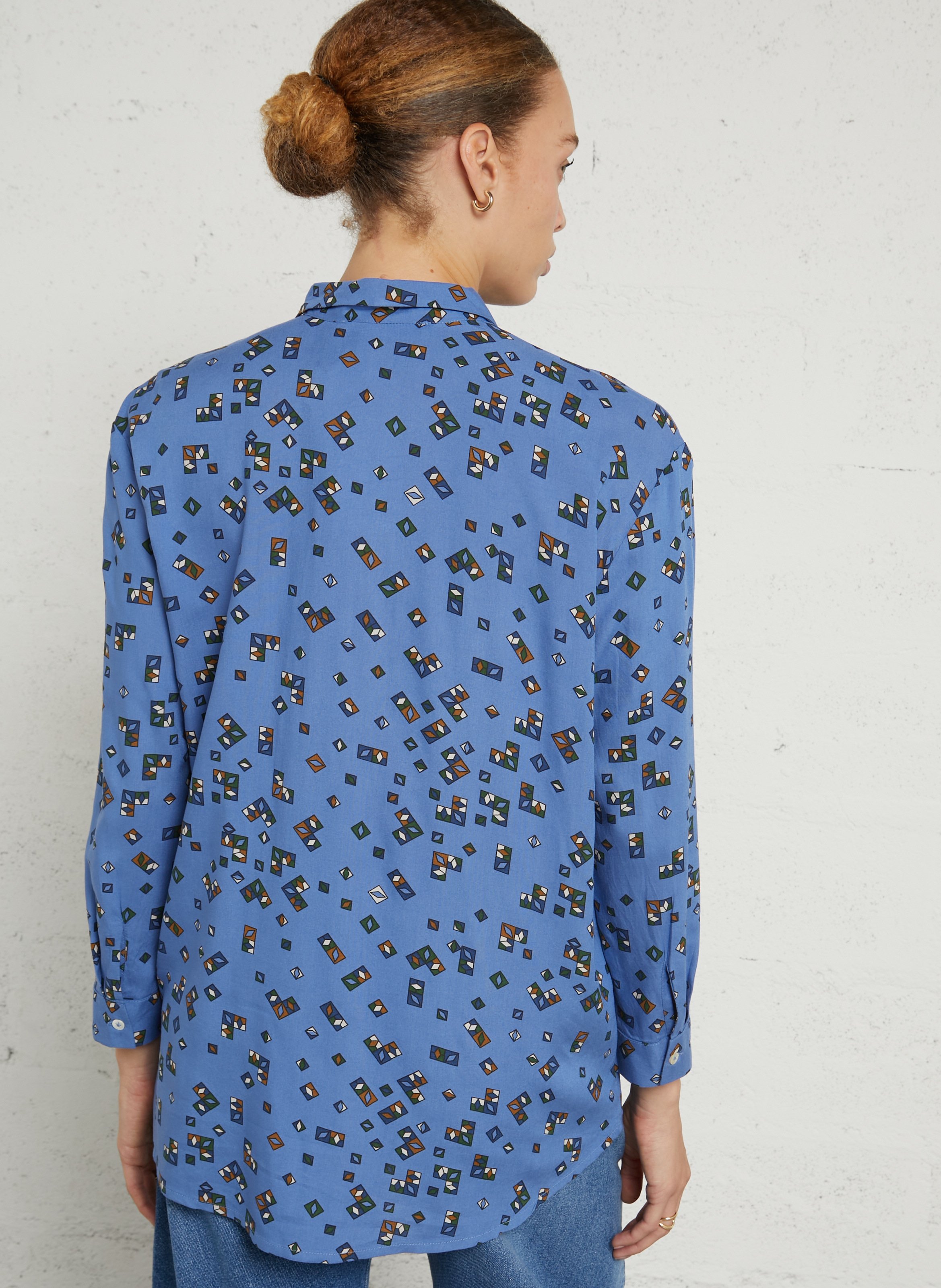 Geometric print shirt NICE THINGS Blue