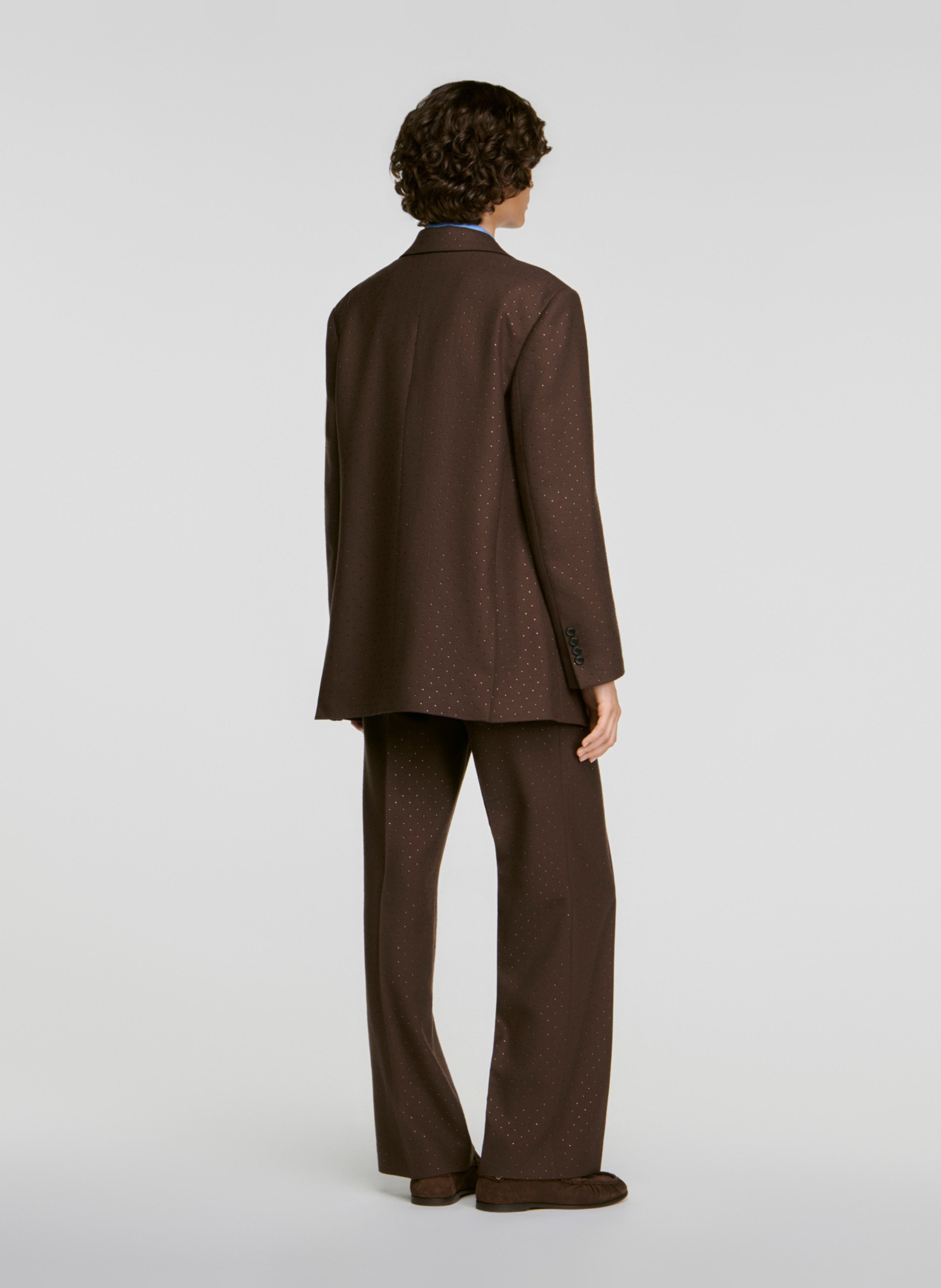 Veste de tailleur droite jacquard SANDRO Marron