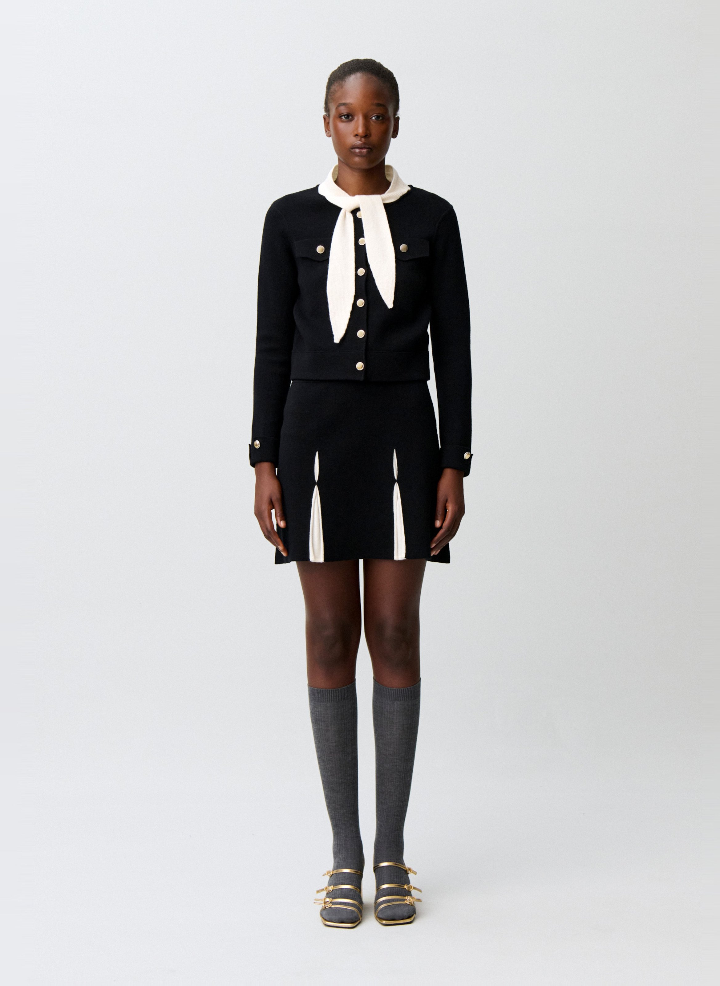 Short wool and cotton skirt CLAUDIE PIERLOT Multicolored