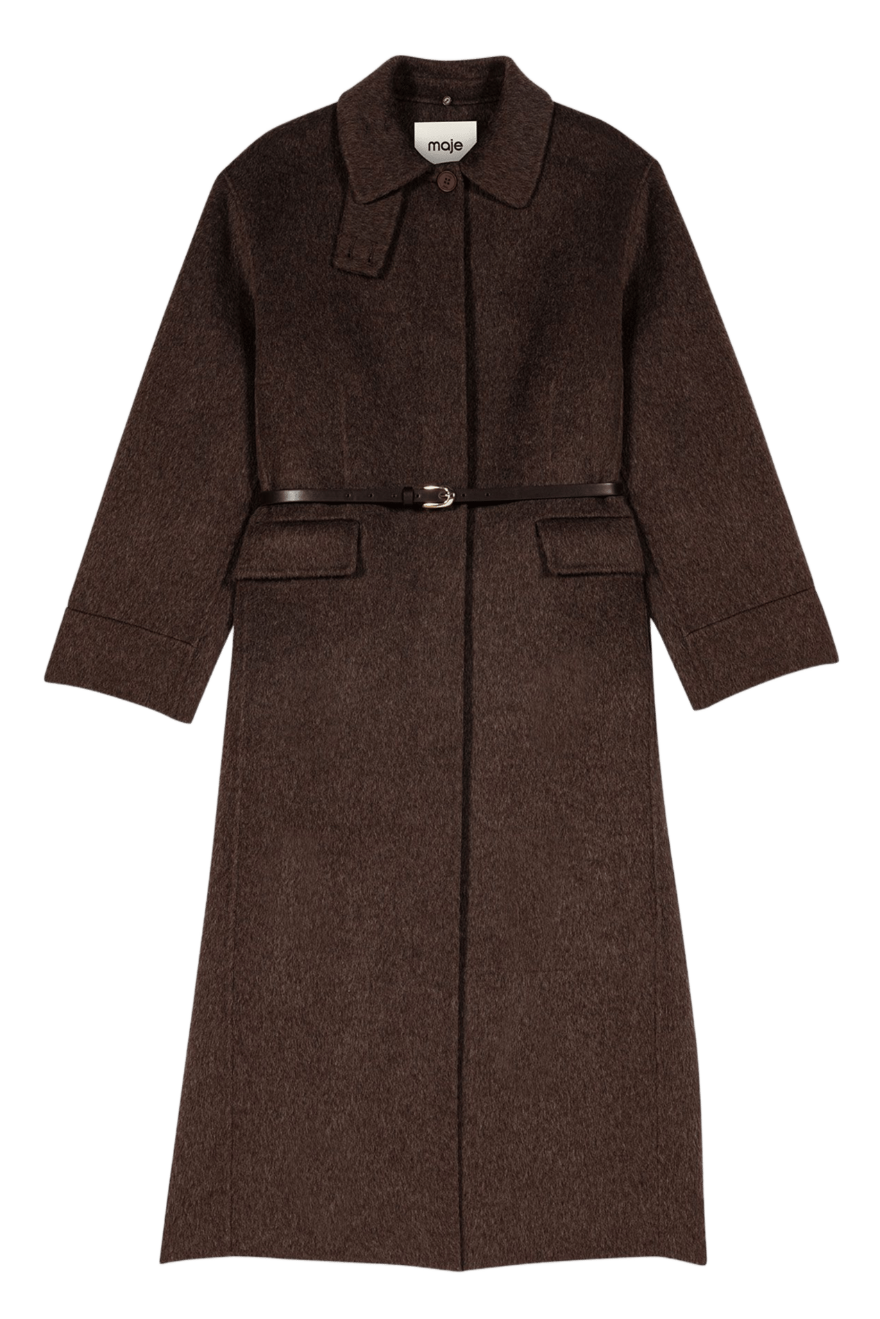 Manteau cintrée col classique en laine mélangée MAJE Marron