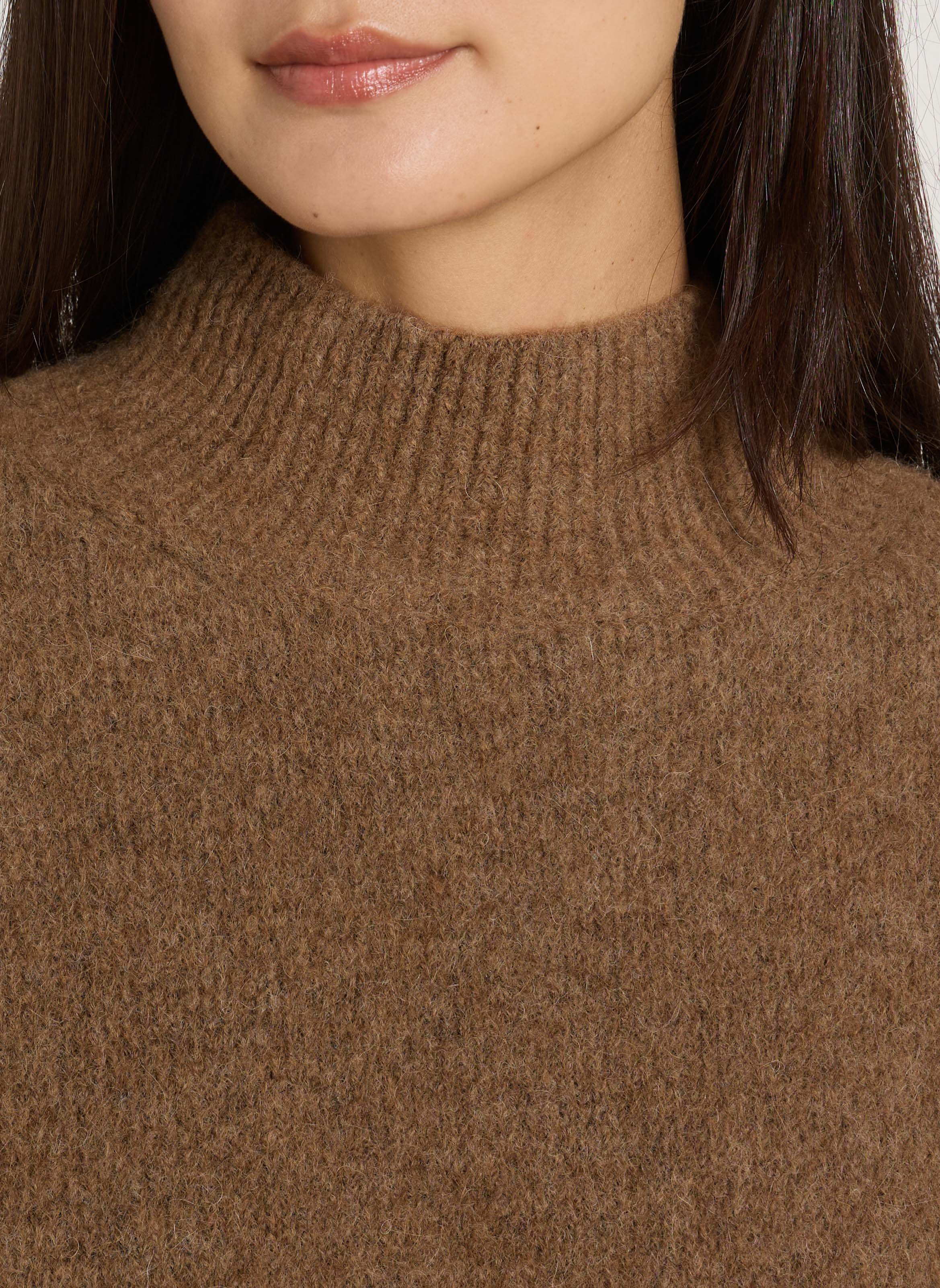 Alpaca and merino wool turtleneck sweater BELLEPIECE Brown