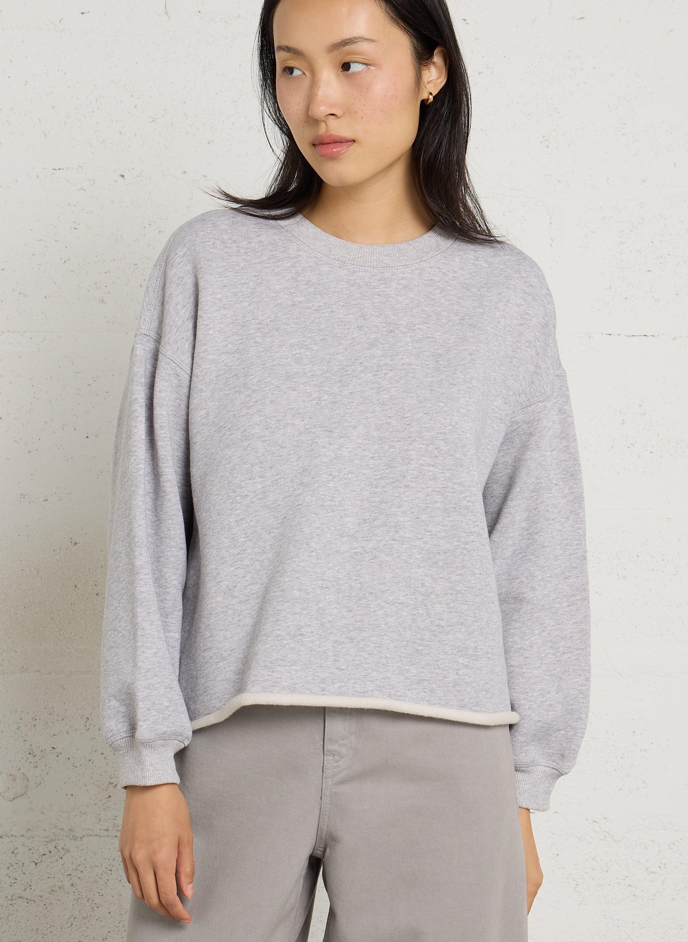 Gestreepte, oversized sweater met ronde hals, katoenblend HOD PARIS