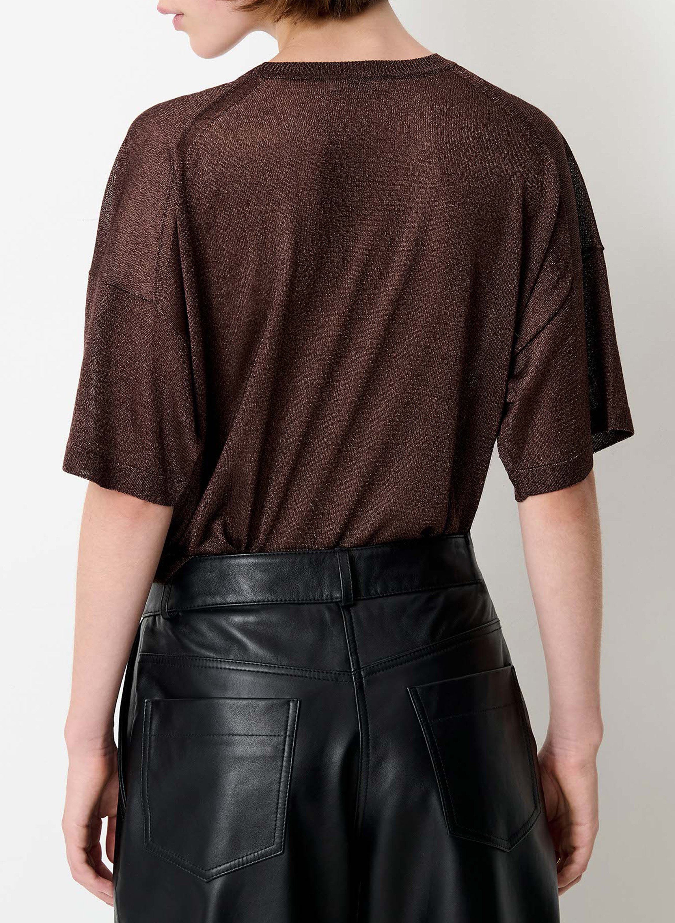 Pull court manches courtes uni SESSUN Marron
