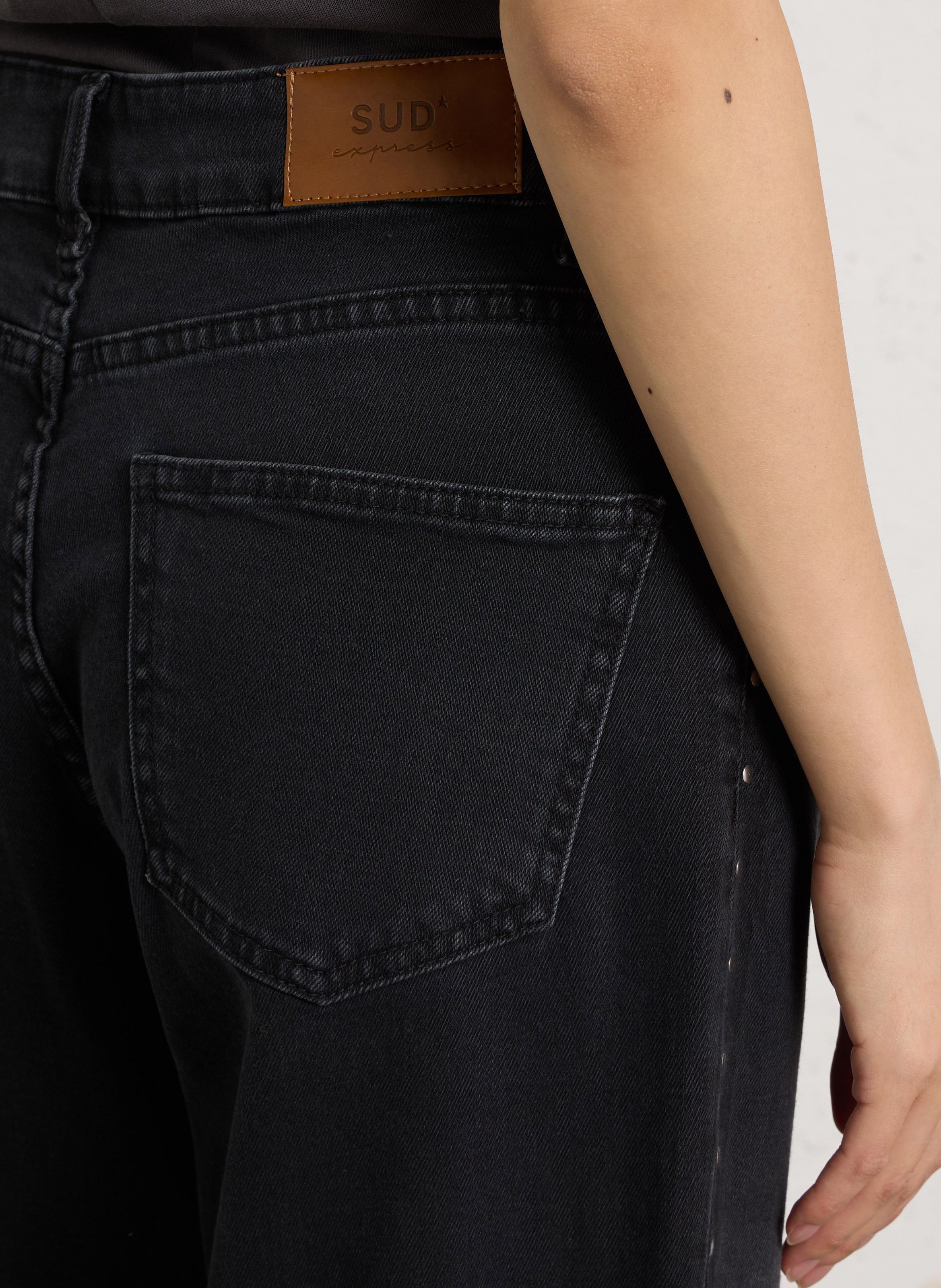 Straight-fit jeans with stud detailing in a cotton blend SUD EXPRESS Black