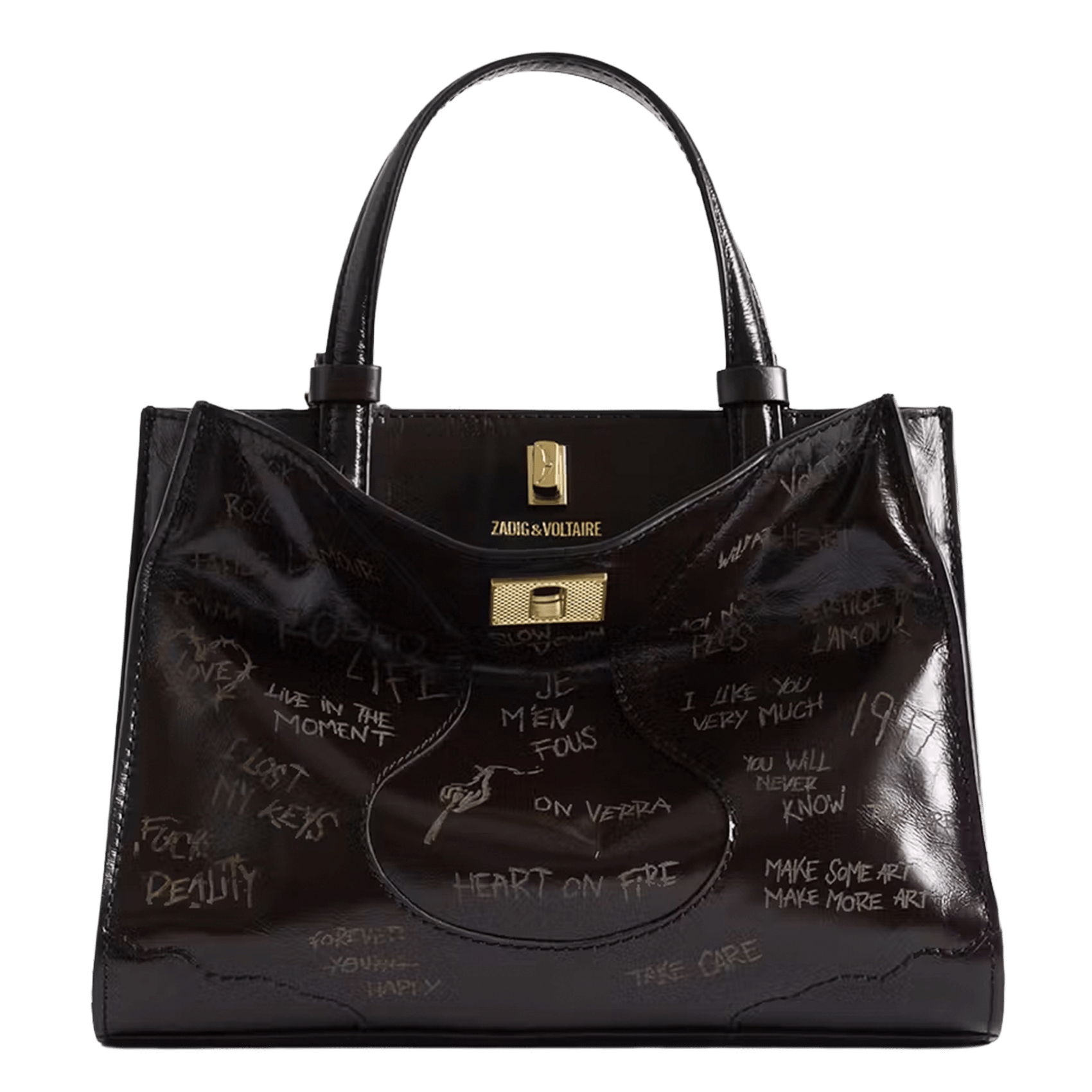 XXL-tas van lakleer ZADIG&VOLTAIRE Bruin