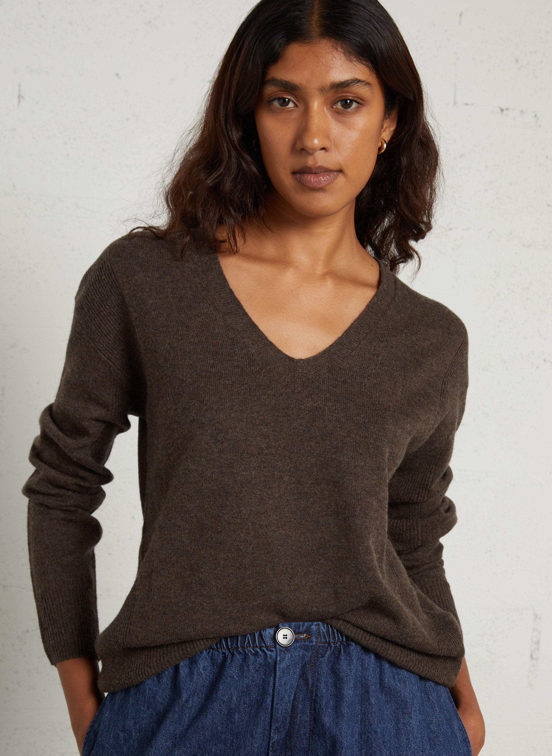 Pull droit col v en laine MAISON 123