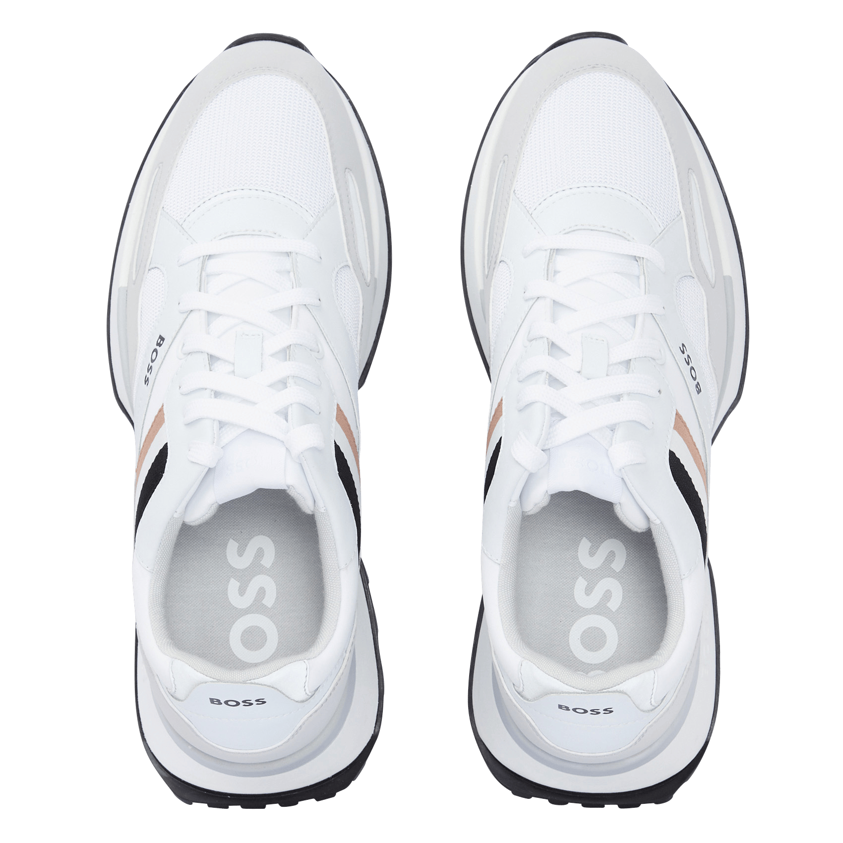 Low-top round-toe trainers BOSS White