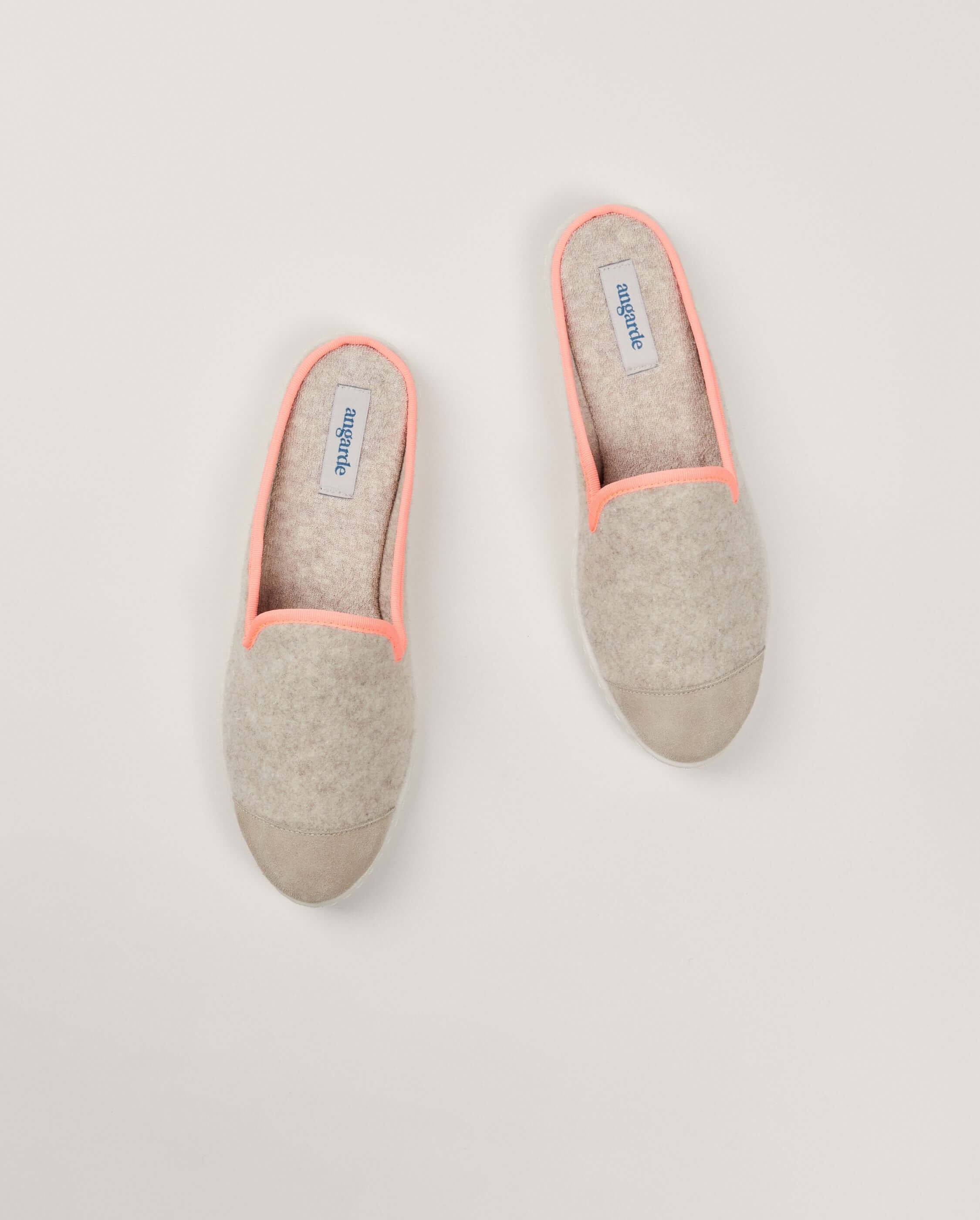 Women's wool mule, beige neon pink ANGARDE Beige