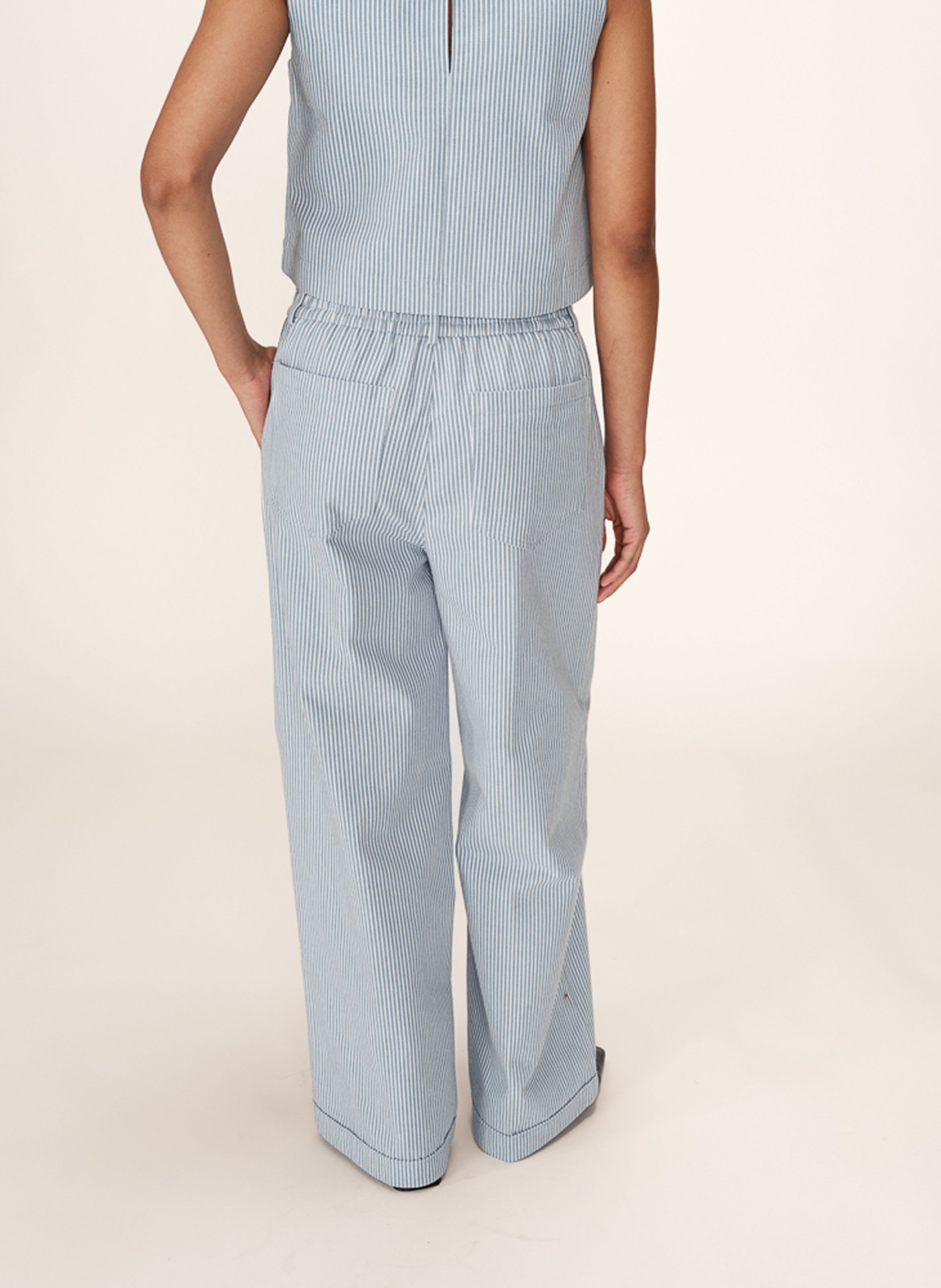 Pantalon droit rayé GRACE ET MILA Blue