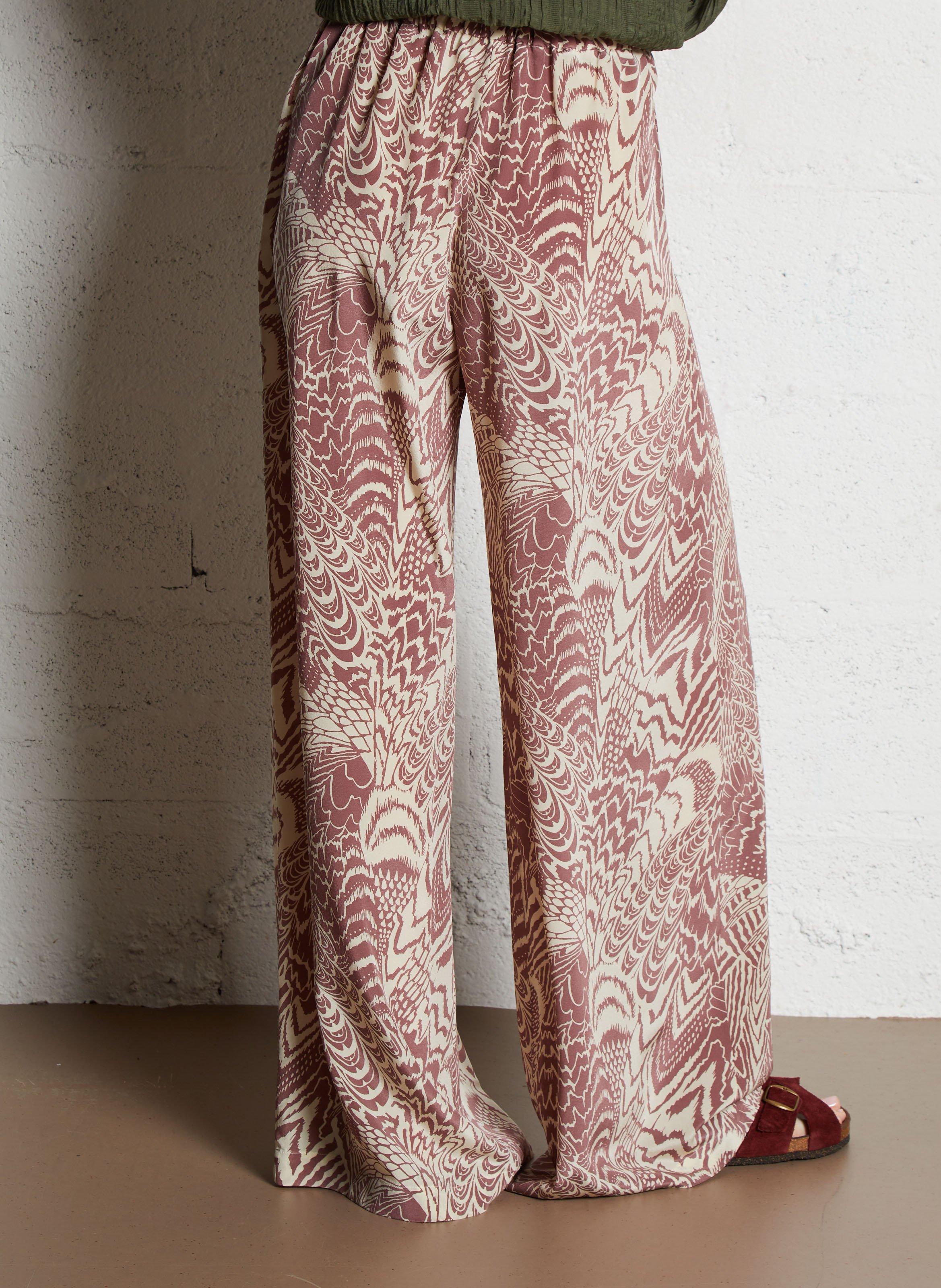 Pantalon large imprimé en soie MOMONI Multicolore