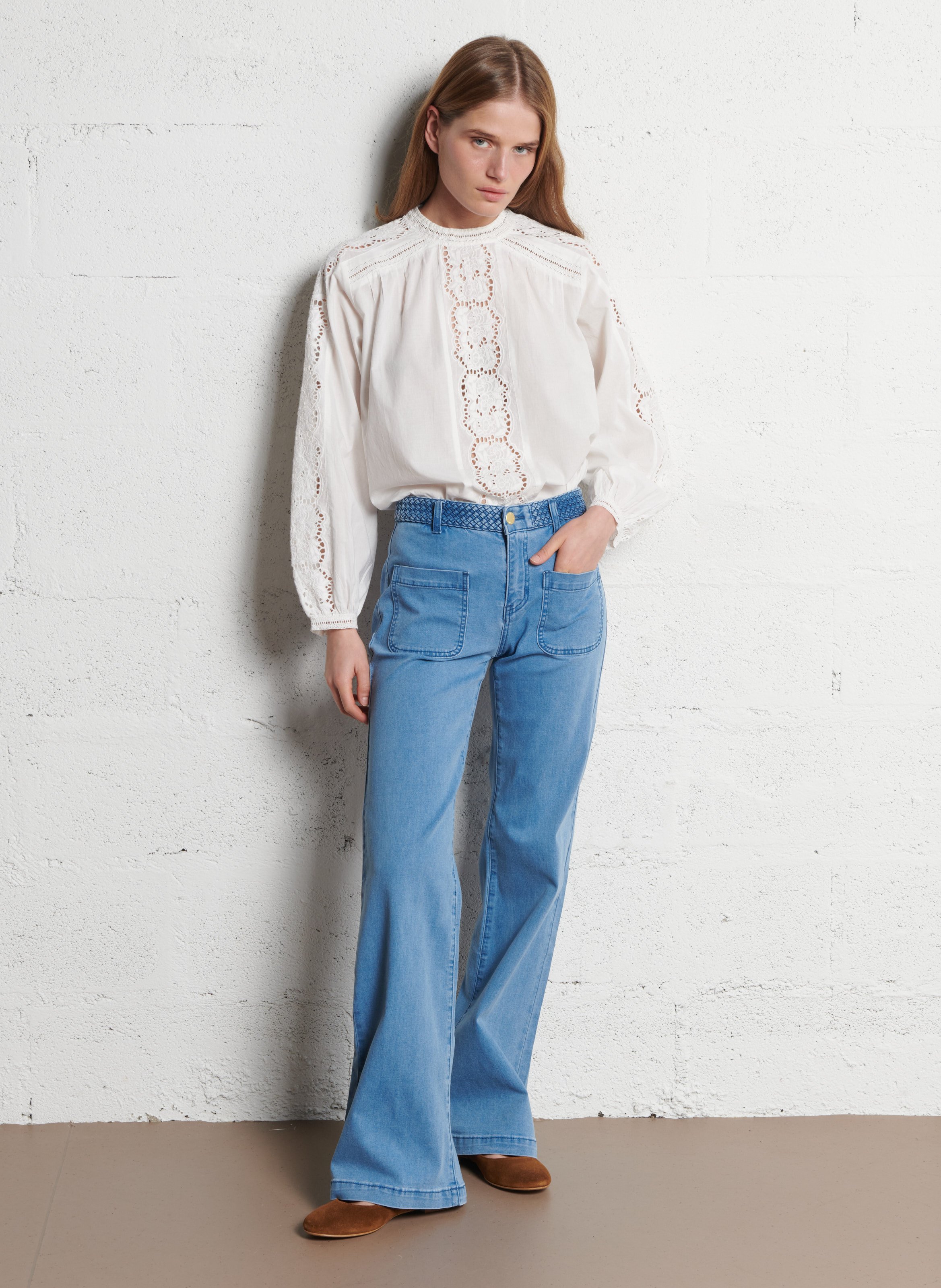 Jean flare en coton mélangé LA PETITE ETOILE Jean Stone